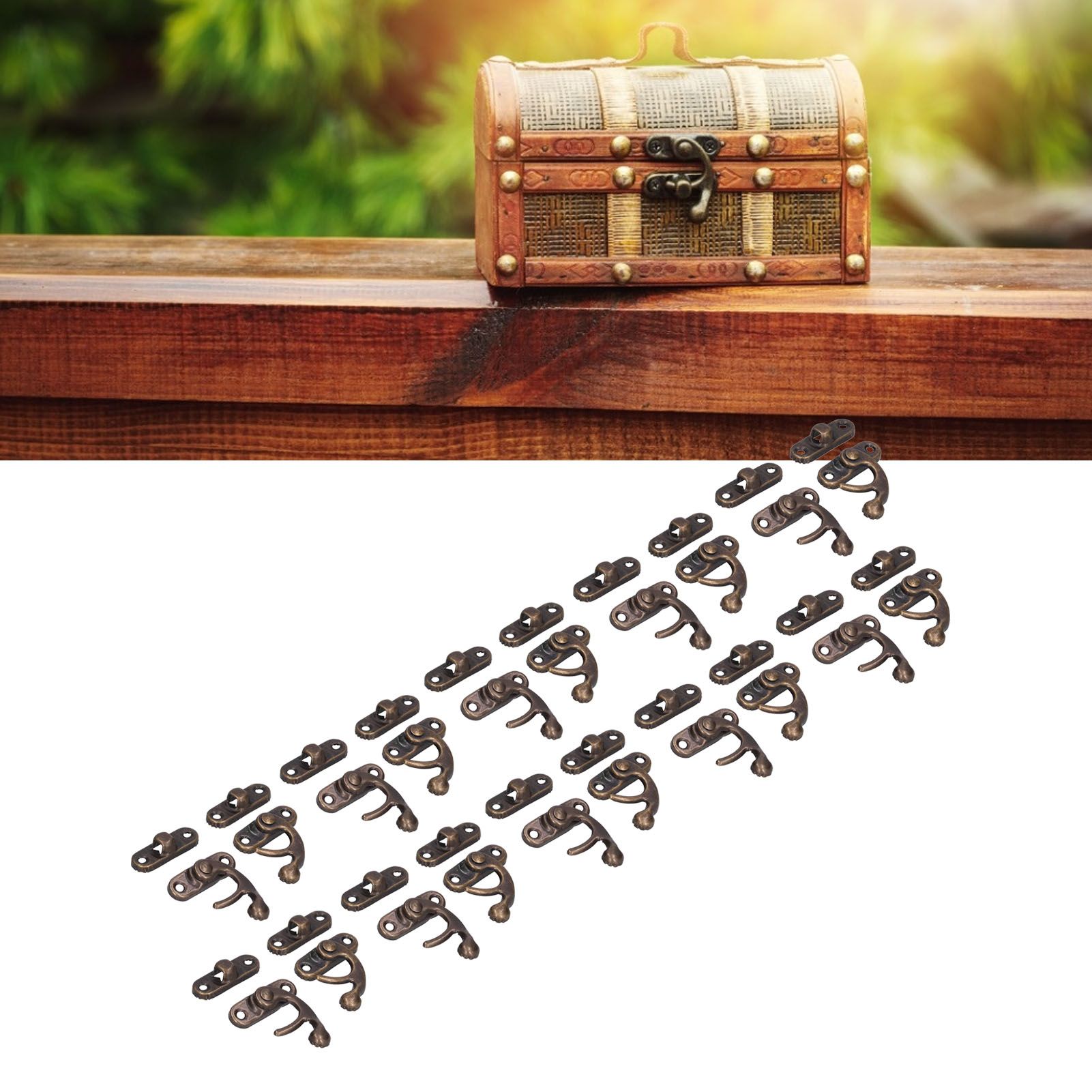 20Set Antique Latch Aluminum Alloy Hook Hasp Horn Lock for Jewelry Box Luggage view 12