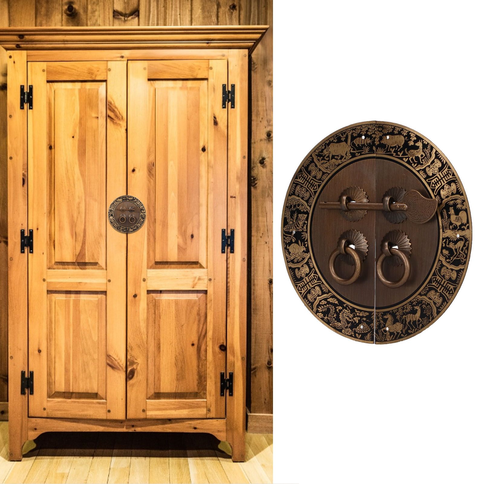 Round Shape Brass Cabinet Handle Double Doors Knob Furniture Handle for view 12