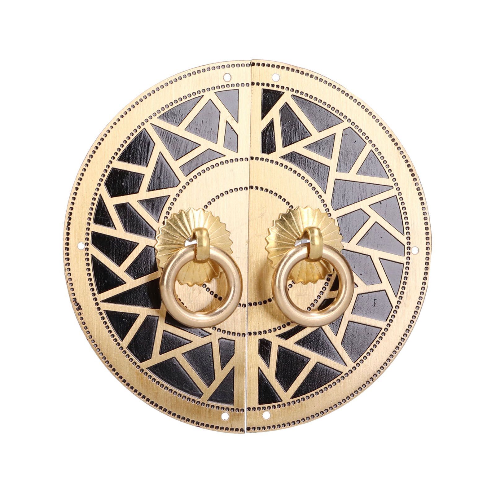 Chinese Antique Cabinet Handle Brass Circular Plaid Bookcase Knob for Wardrobe view 4