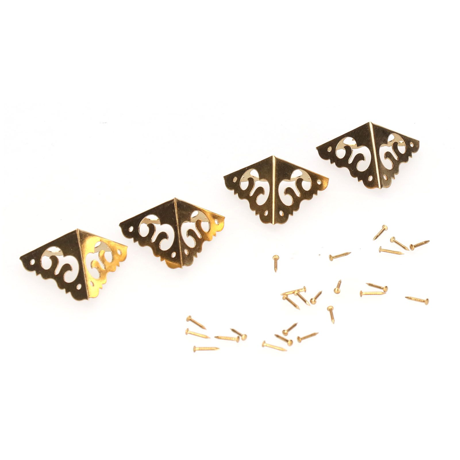 4Set Box Corner Protector Brass Luggage Edge Safety Guard Cover Hardware Accessory view 4