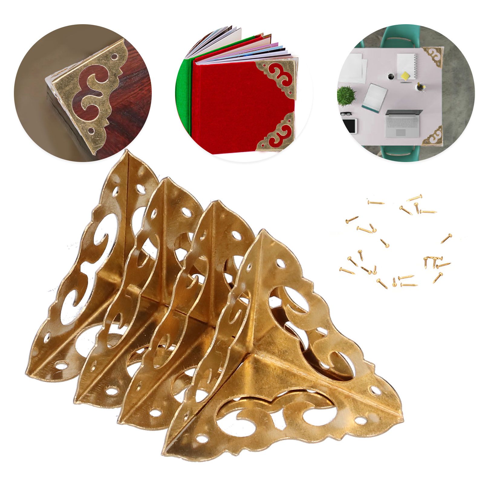 4Set Box Corner Protector Brass Luggage Edge Safety Guard Cover Hardware Accessory view 11