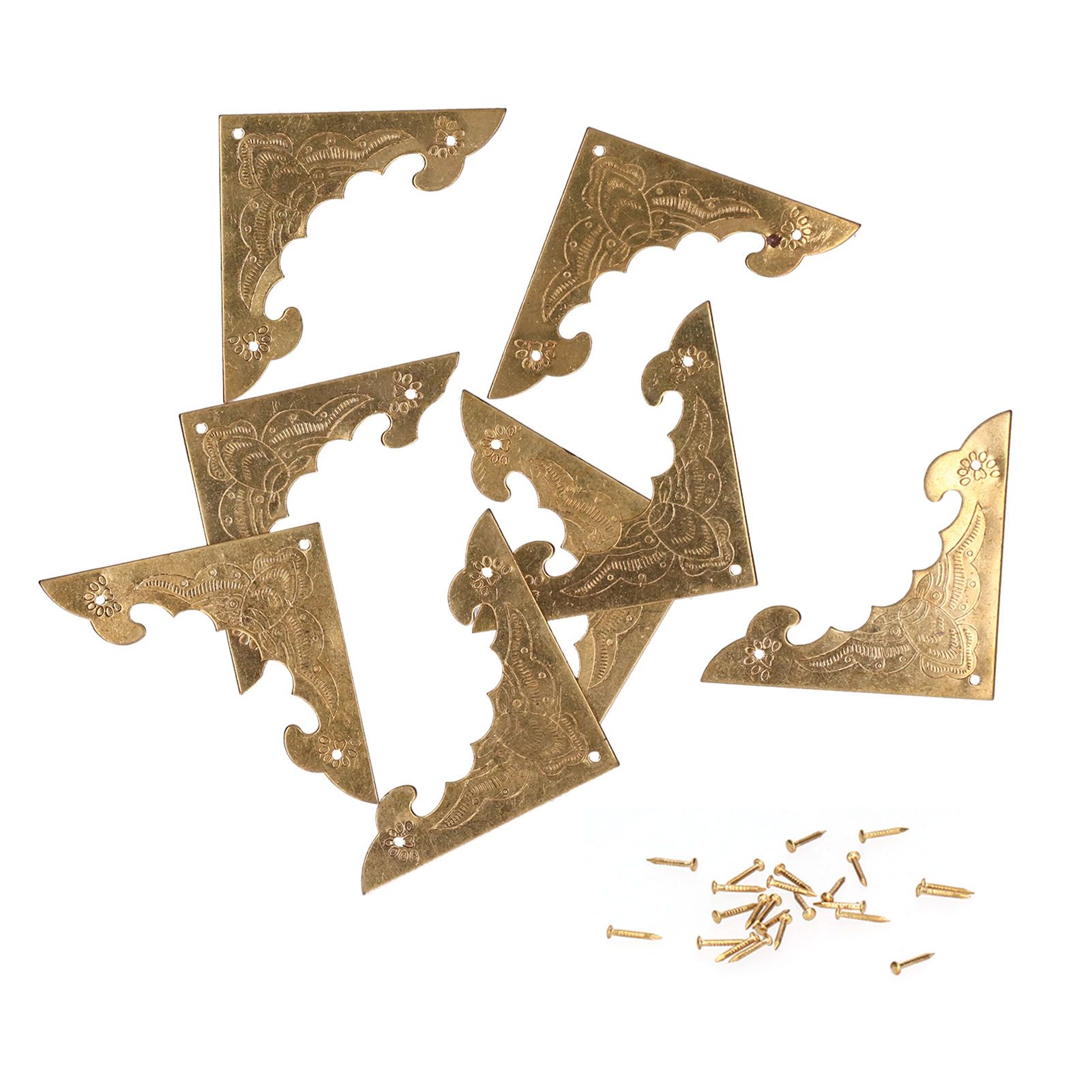 8Set Antique Brass Corner Protector Brass Wooden Box Edge Guard Cover for Cabinet view 2