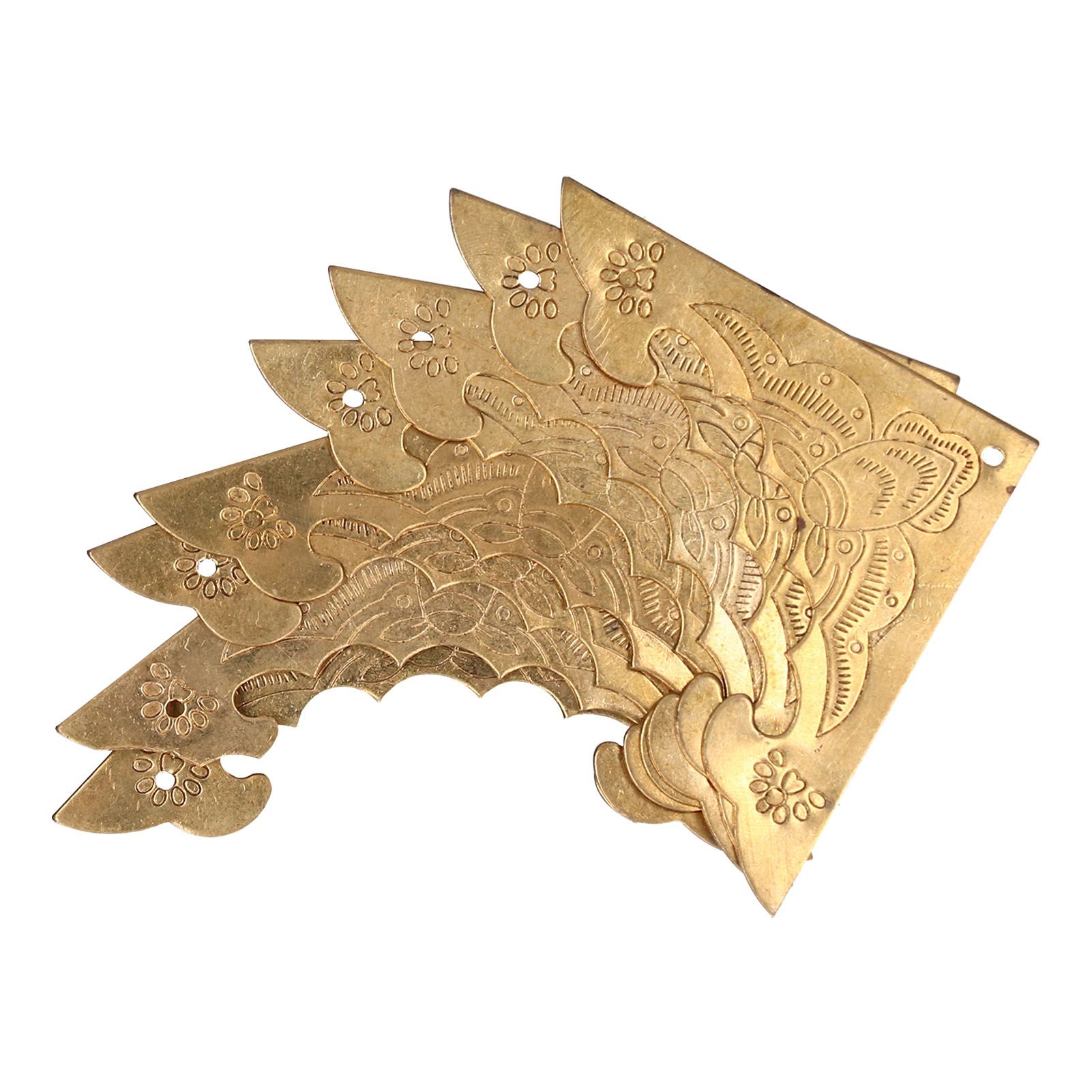 8Set Antique Brass Corner Protector Brass Wooden Box Edge Guard Cover for Cabinet view 3