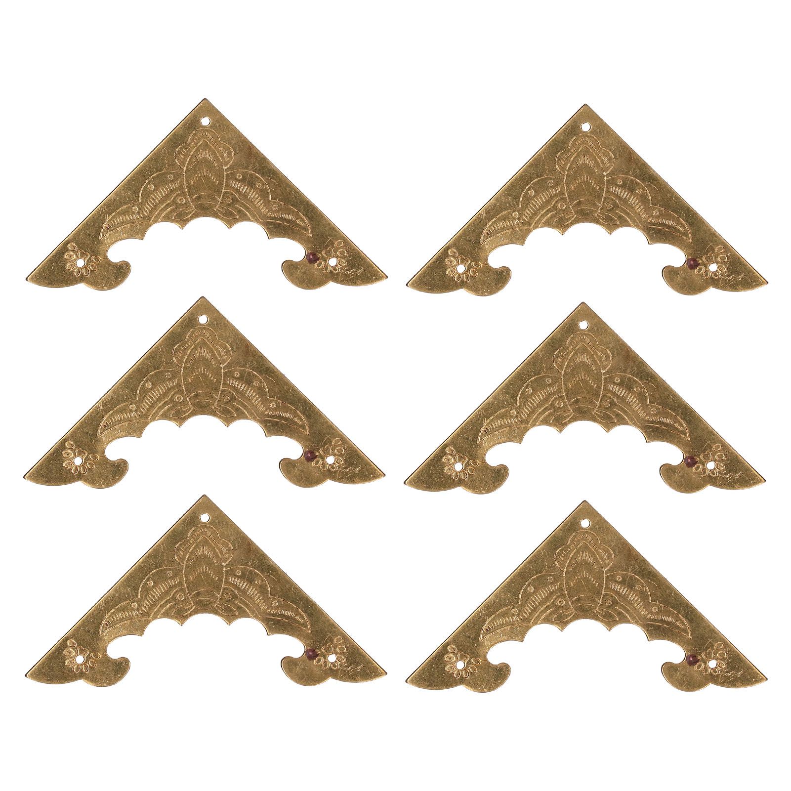 8Set Antique Brass Corner Protector Brass Wooden Box Edge Guard Cover for Cabinet view 8