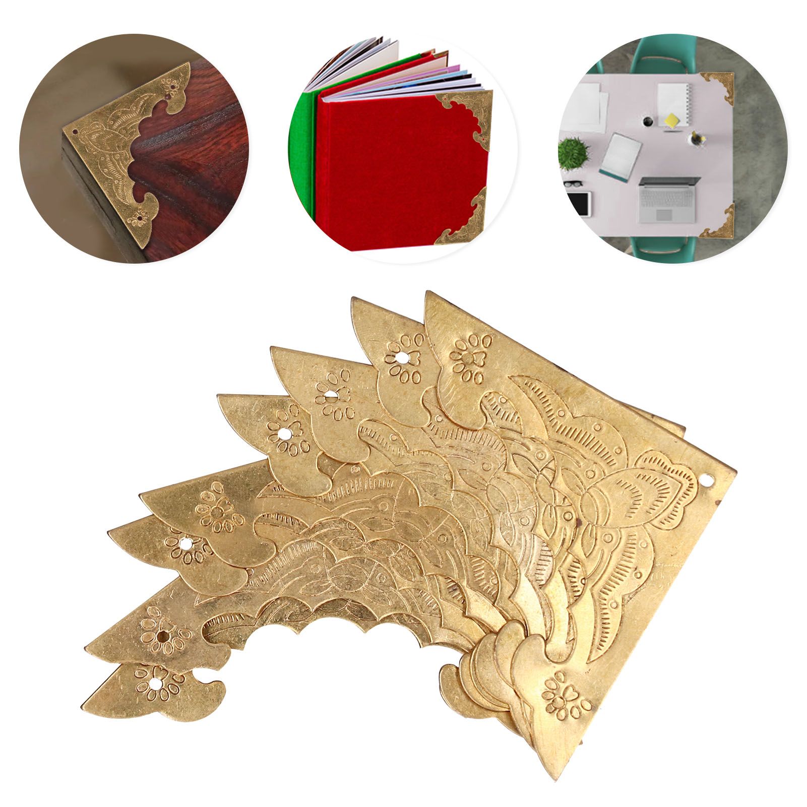 8Set Antique Brass Corner Protector Brass Wooden Box Edge Guard Cover for Cabinet view 11