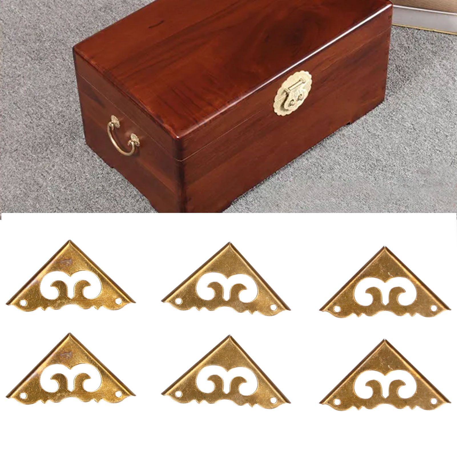 8Set Box Corner Protector Antique Short Side Brass Corner Guard for Box view 12