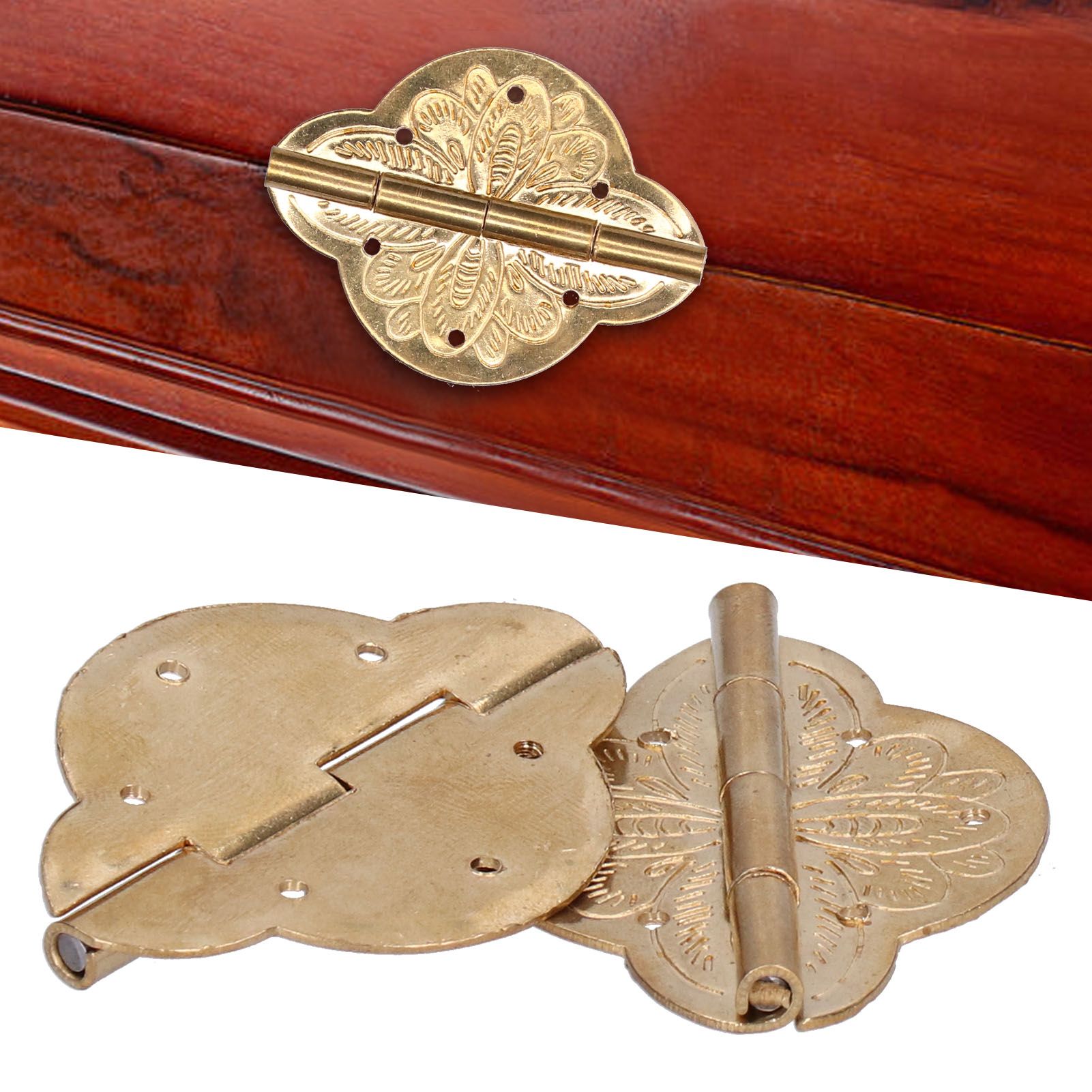 2Set Antique Hinge Small Brass Hinge for Drawer Door Cabinet Wardrobes view 12