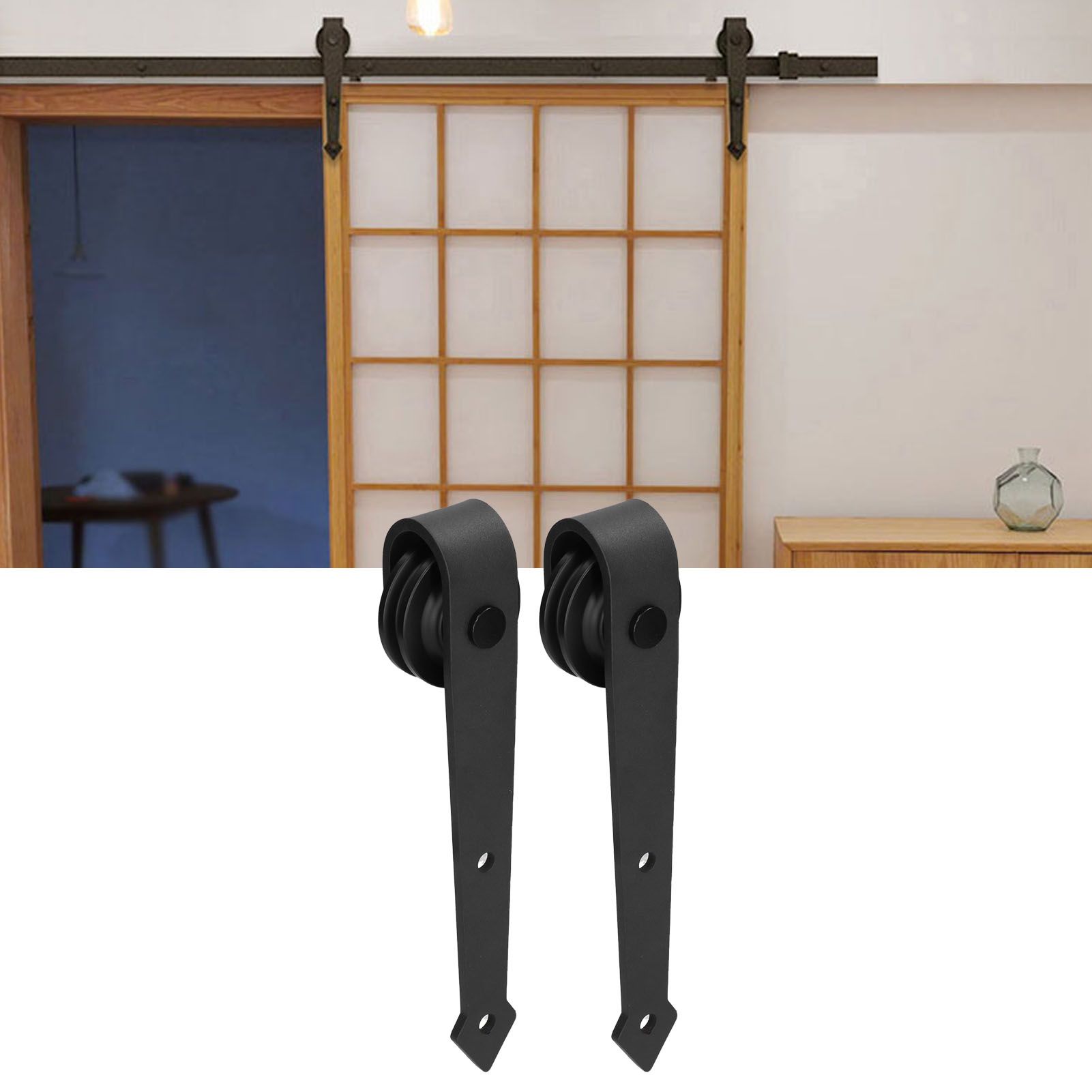 Barn Door Hanging Wheel Carbon Steel Pulley Roller with Screw Sliding Door view 11