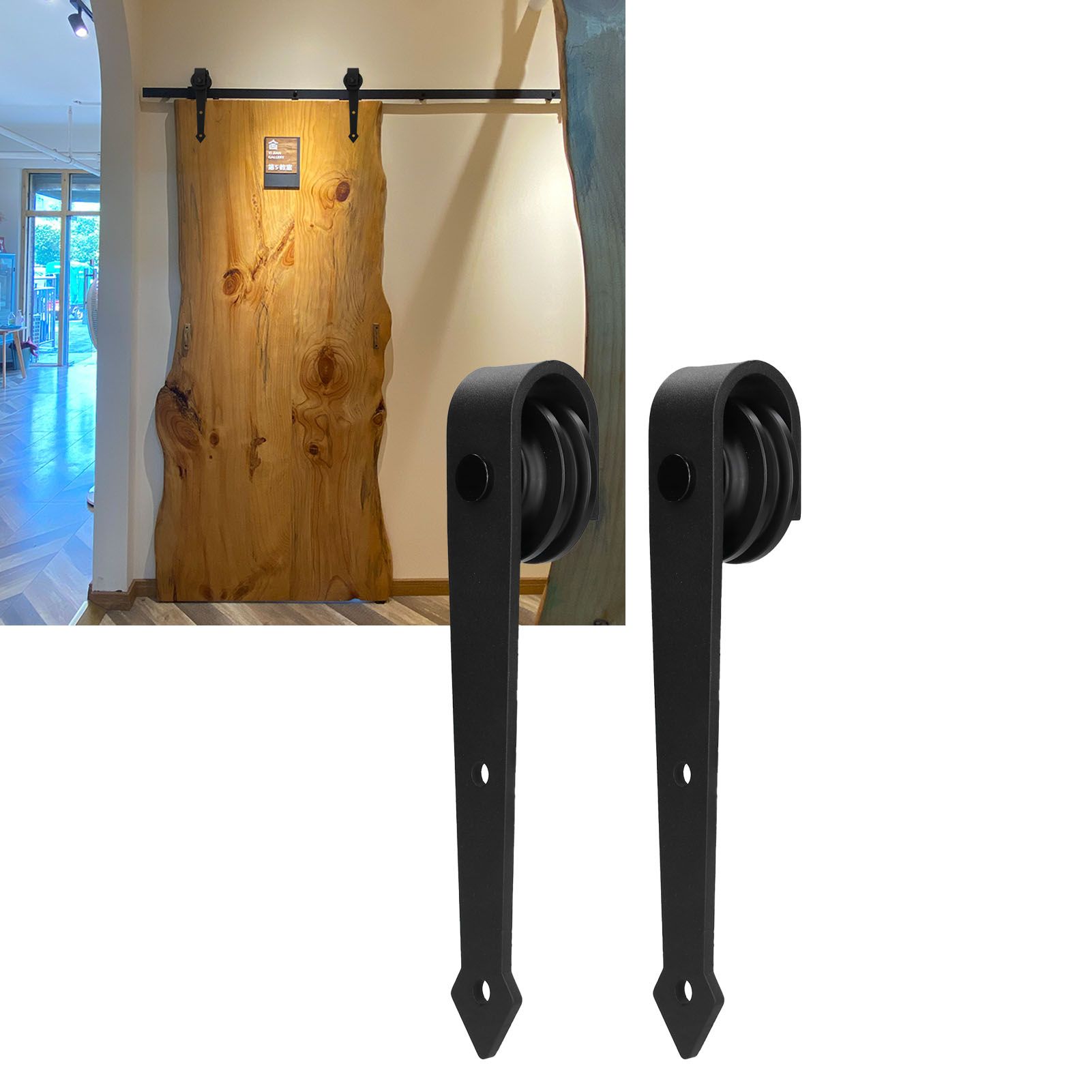 Barn Door Hanging Wheel Carbon Steel Pulley Roller with Screw Sliding Door view 12