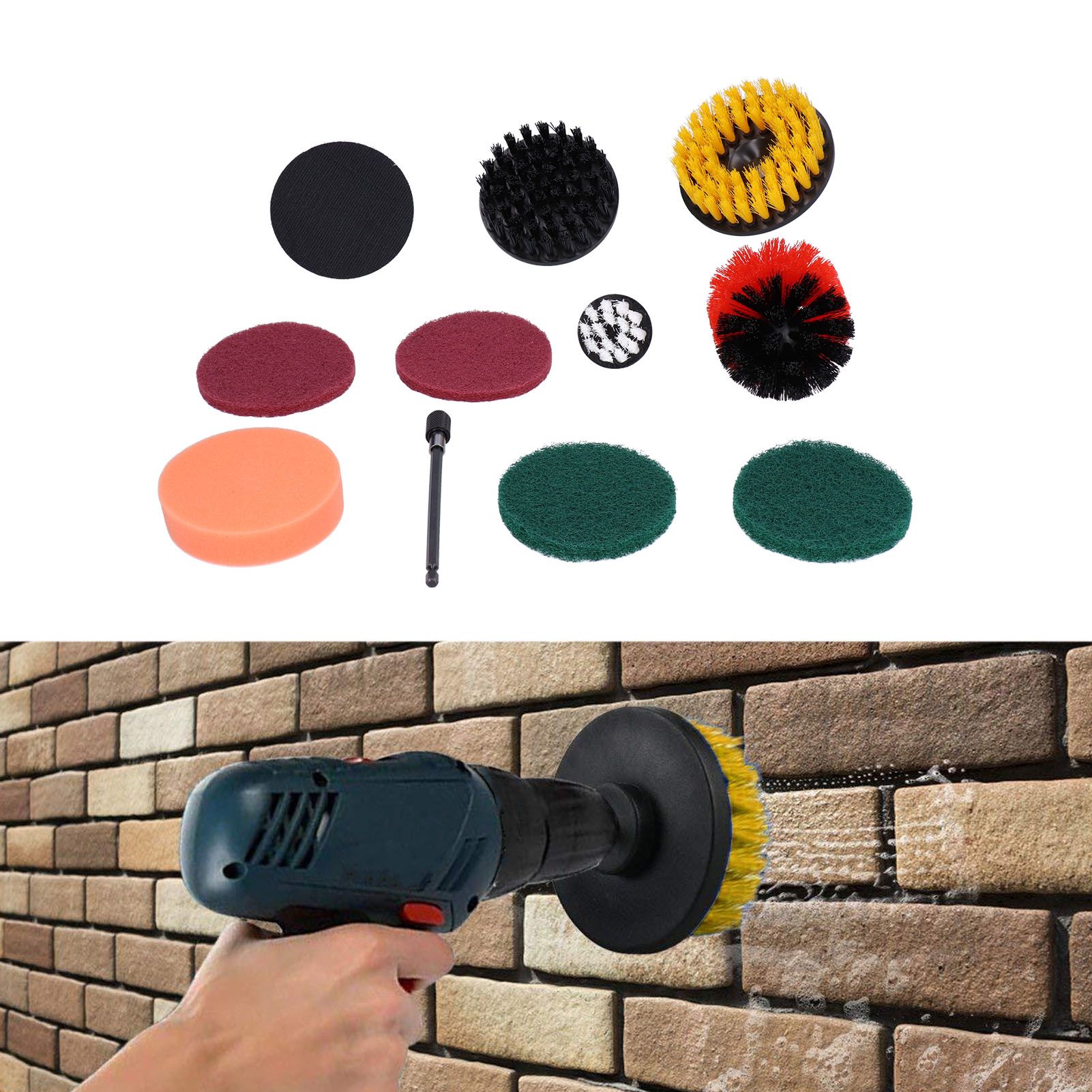 11PCS Drill Brush Attachment Power Scrubber Polishing Pad for Wall Cleaning view 12