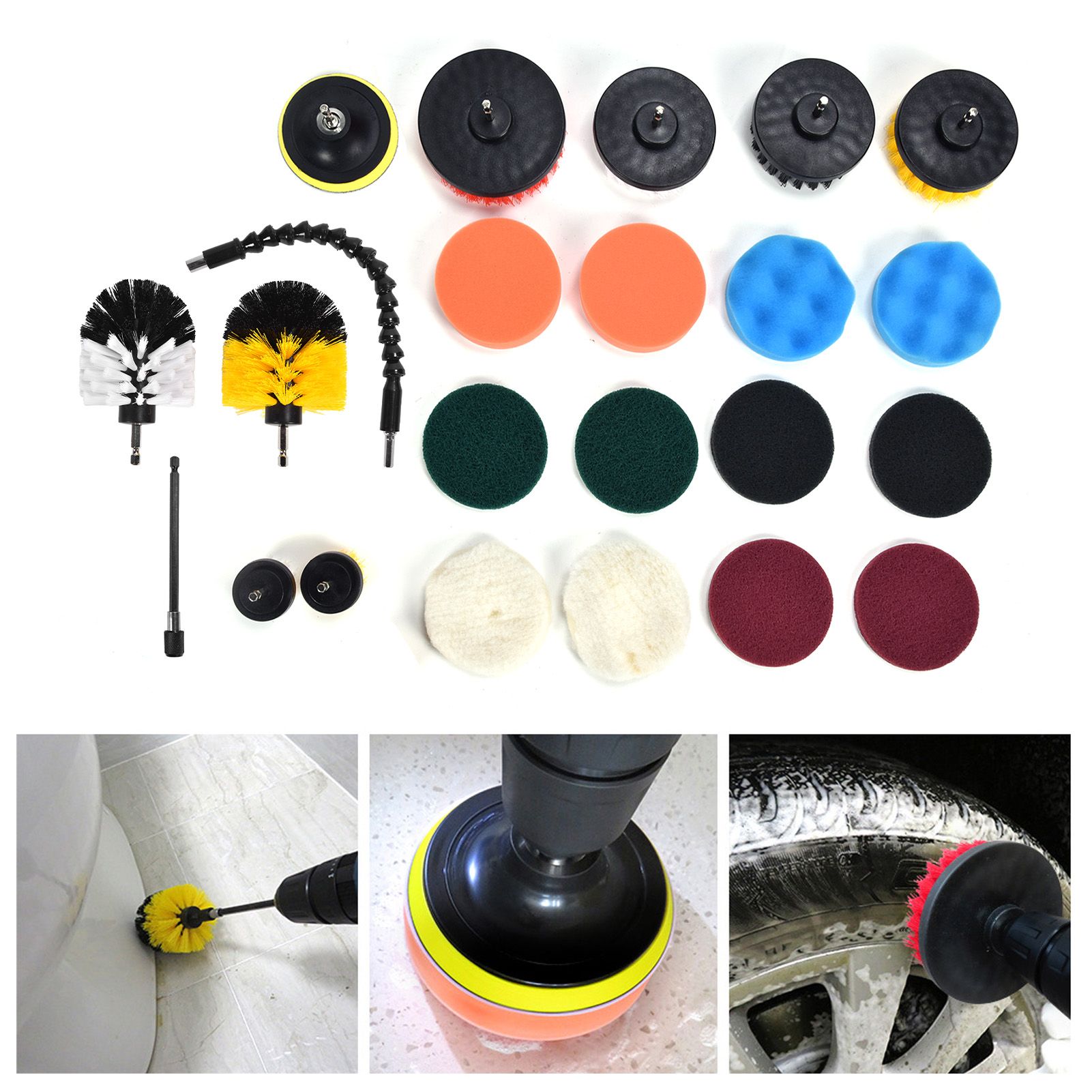 23PCS Drill Brush Attachment Set for Household Cleaning with Brushes Scouring view 11