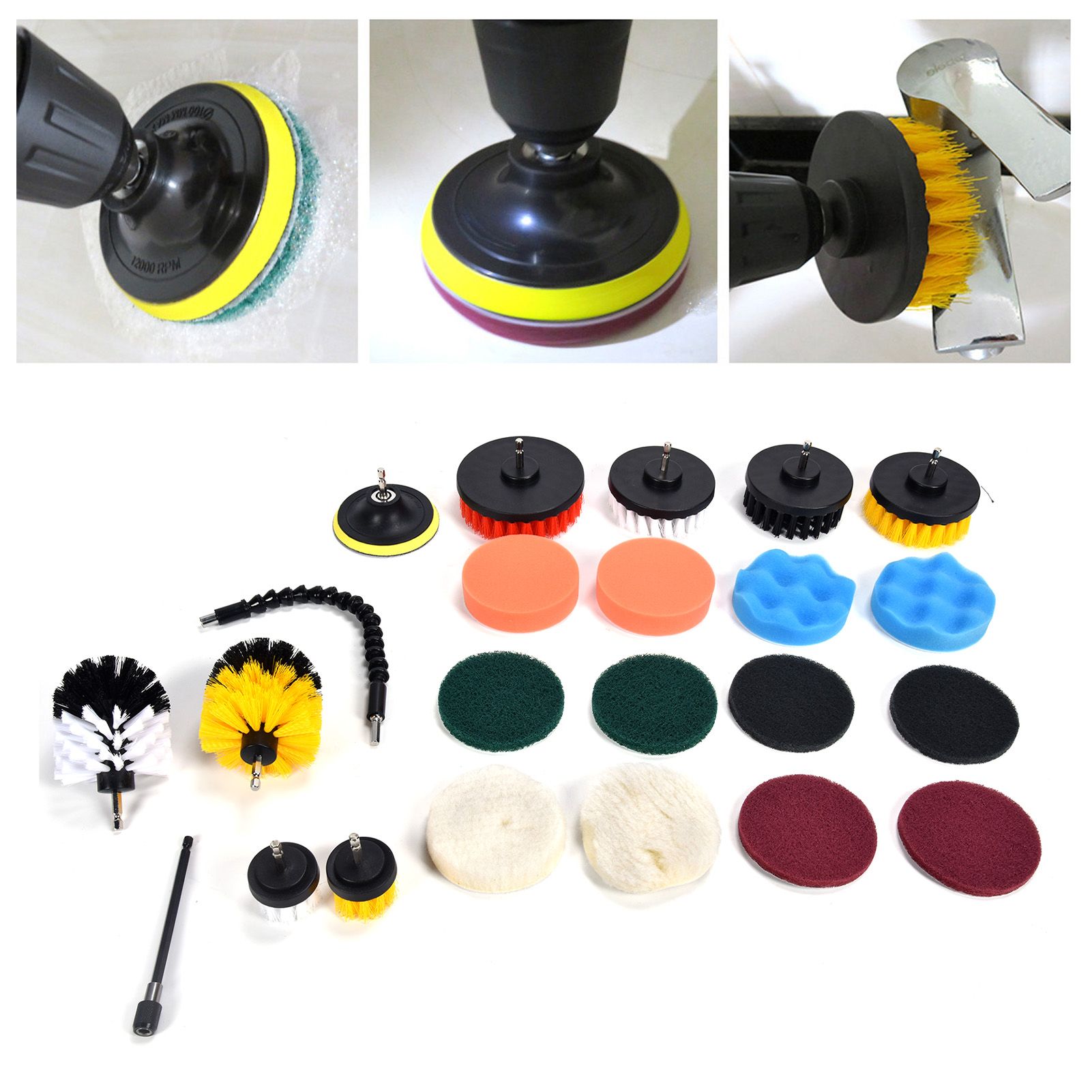 23PCS Drill Brush Attachment Set for Household Cleaning with Brushes Scouring view 12