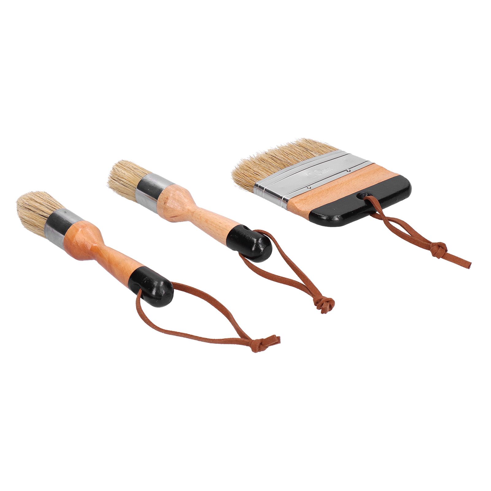 3PCS Painting Waxing Paint Brushes Scrubbing and Round Paint Brushes for Wood