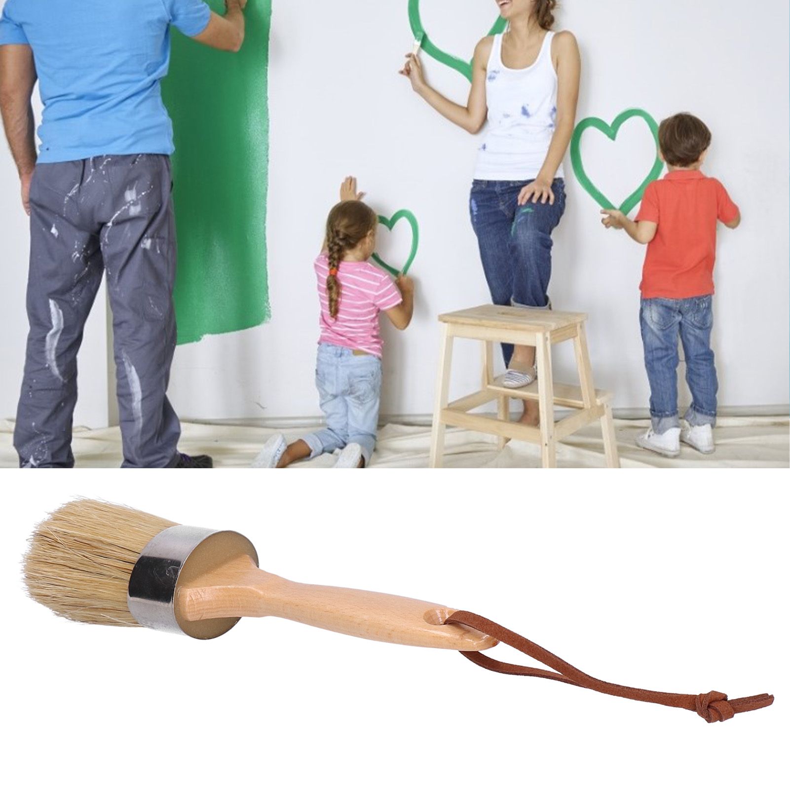 2in Round Brush Chalk Paint Brush with Wooden Handle Painting and Waxing Tool view 12