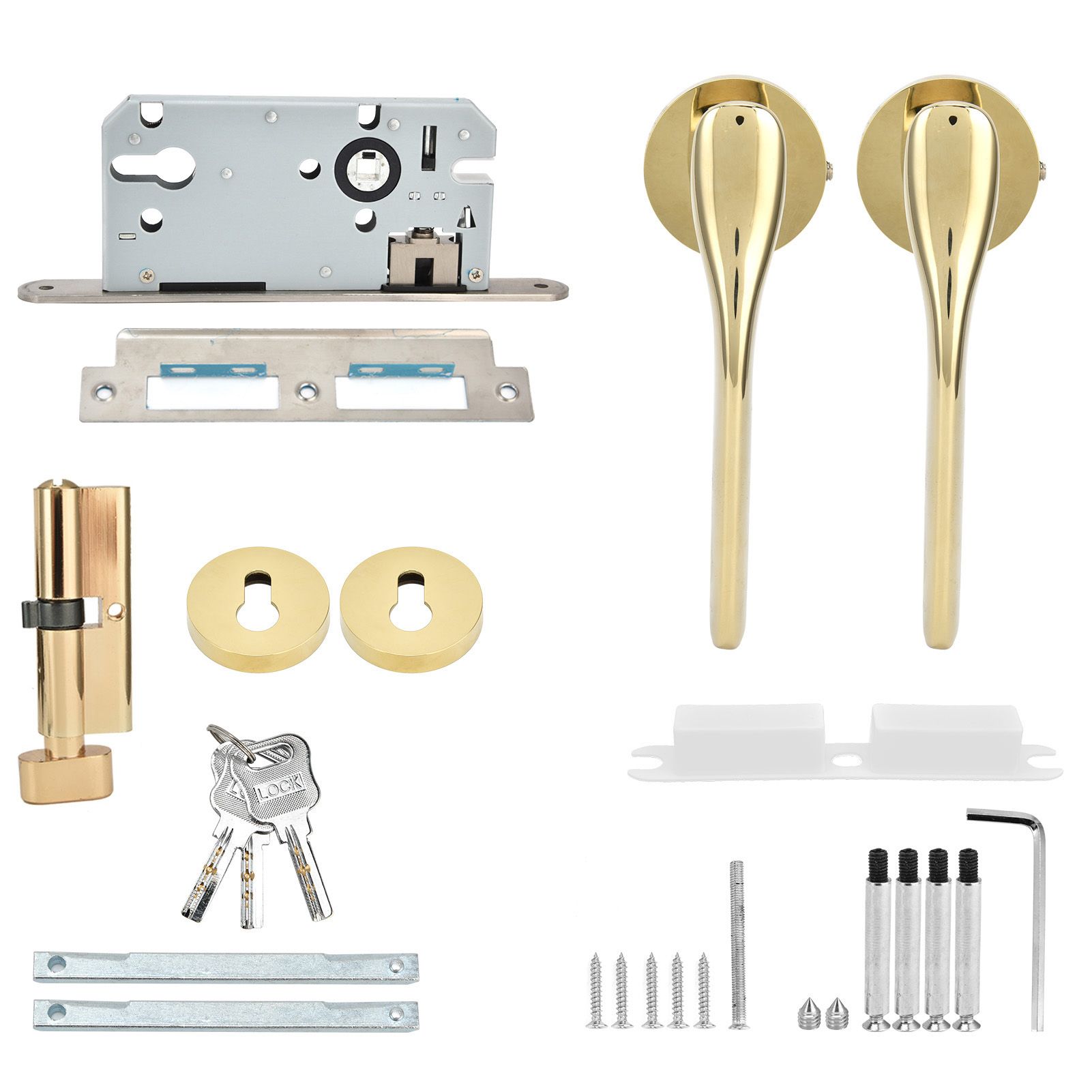 Mechanical Door Lock with Handle Set Modern Interior Bedroom Door AntiTheft view 2