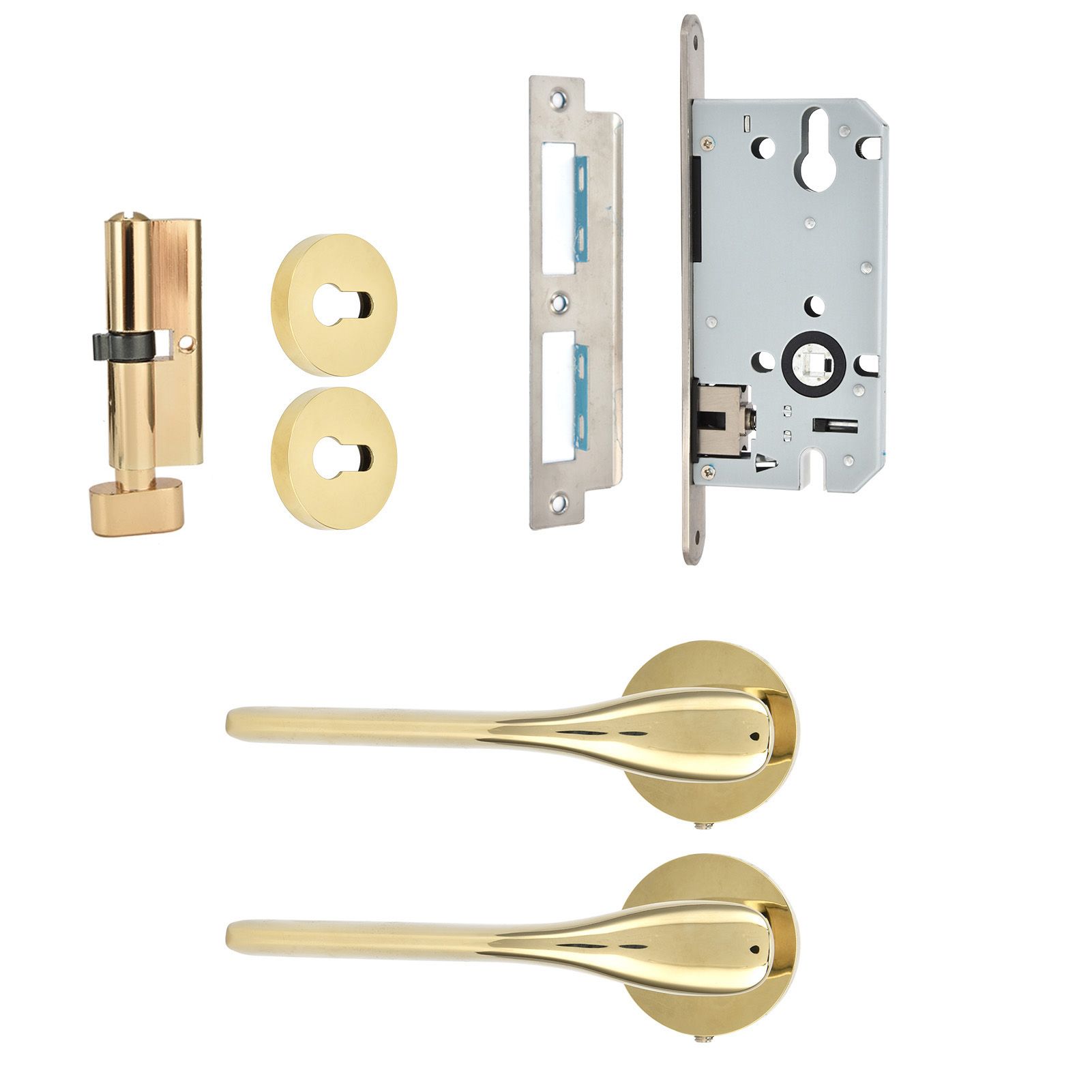 Mechanical Door Lock with Handle Set Modern Interior Bedroom Door AntiTheft view 3