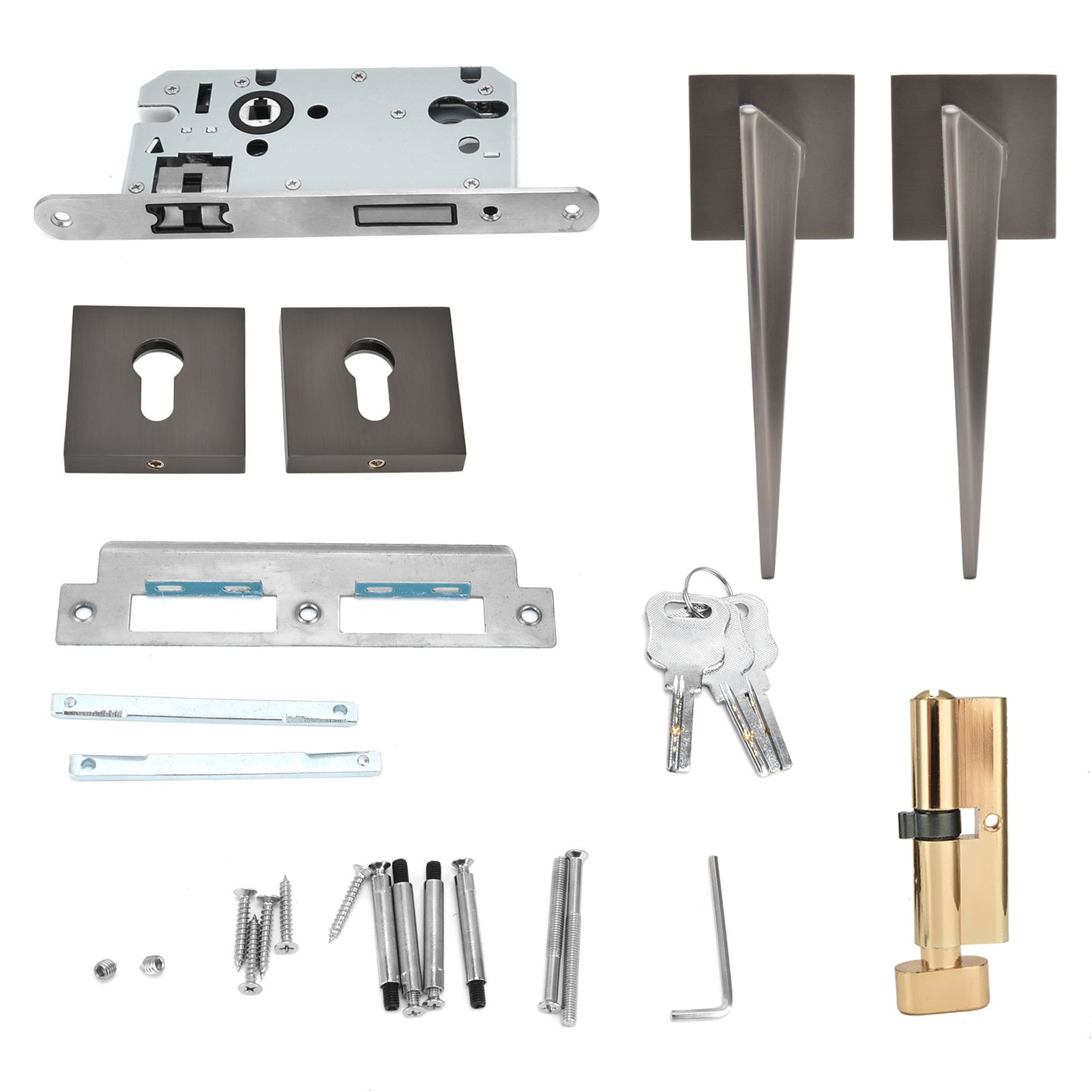 Split Door Lock Handle Kit Modern AntiTheft Door Lockset for Home Bedroom view 2