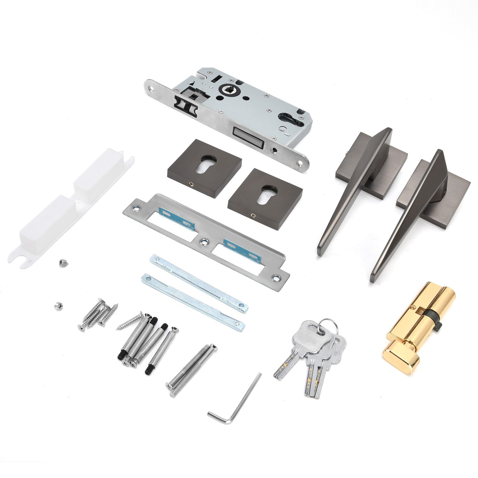 Split Door Lock Handle Kit Modern AntiTheft Door Lockset for Home Bedroom view 3