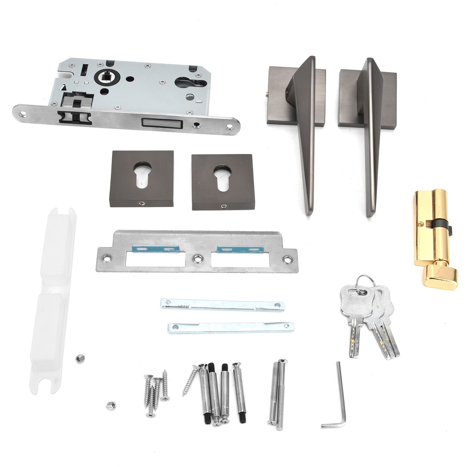 Split Door Lock Handle Kit Modern AntiTheft Door Lockset for Home Bedroom view 4