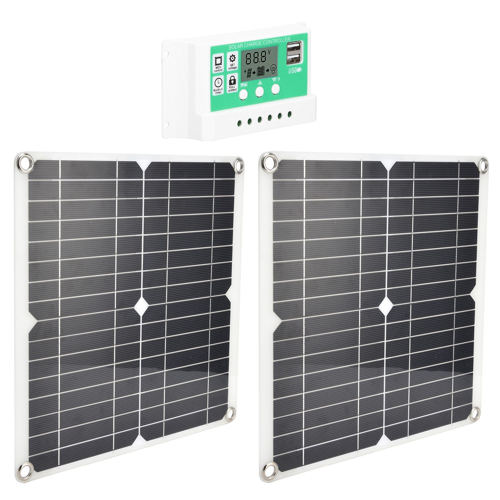2Pcs 15W Solar Panel 30A Solar Charge Controller Cable Kit for Car Satellites view 10