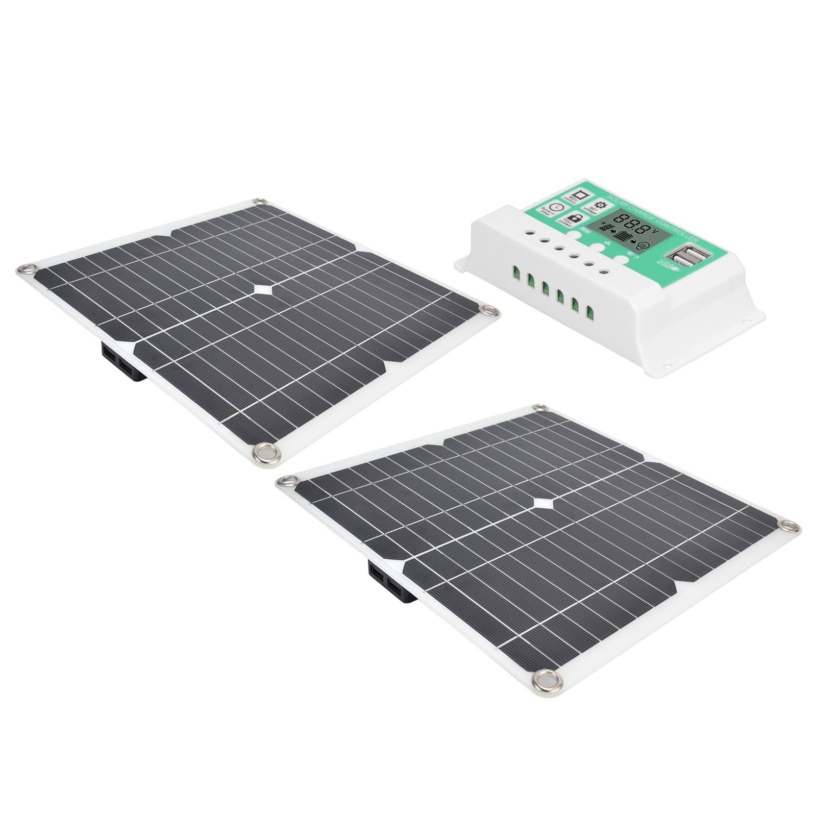 2Pcs 15W Solar Panels 40A Solar Charge Controller Cable Kit for Outdoor view 6