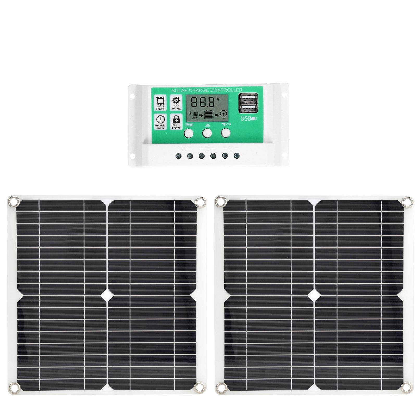 2Pcs 15W Solar Panel Board 50A Controller Cable Kit with Dual USB Port for Car view 7