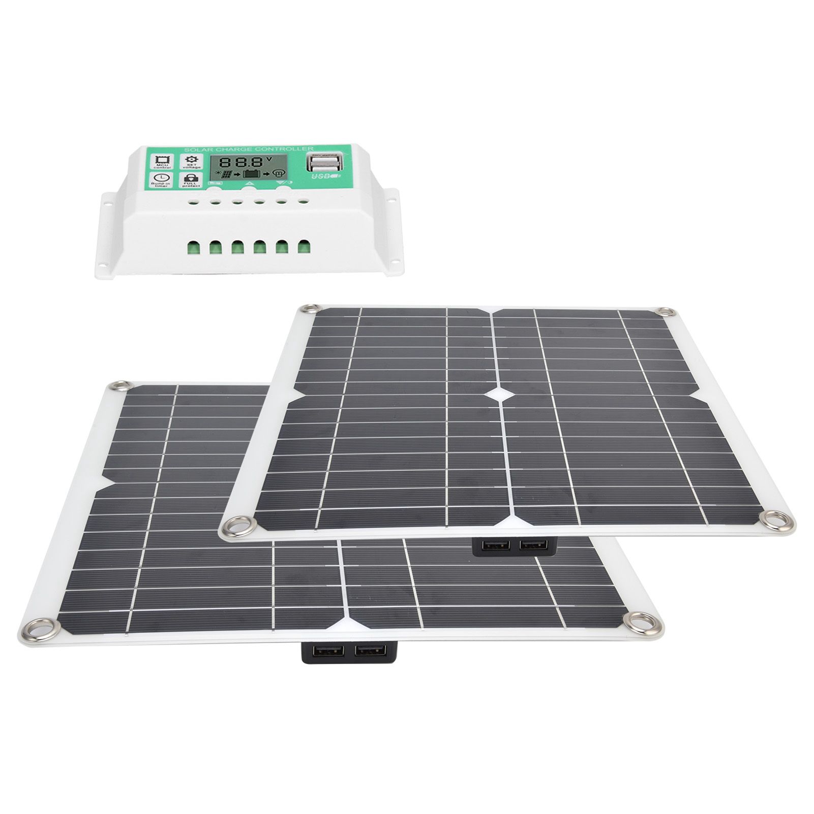 2Pcs 15W Solar Panel 60A Solar Charge Controller Kit Flexible Portable view 4