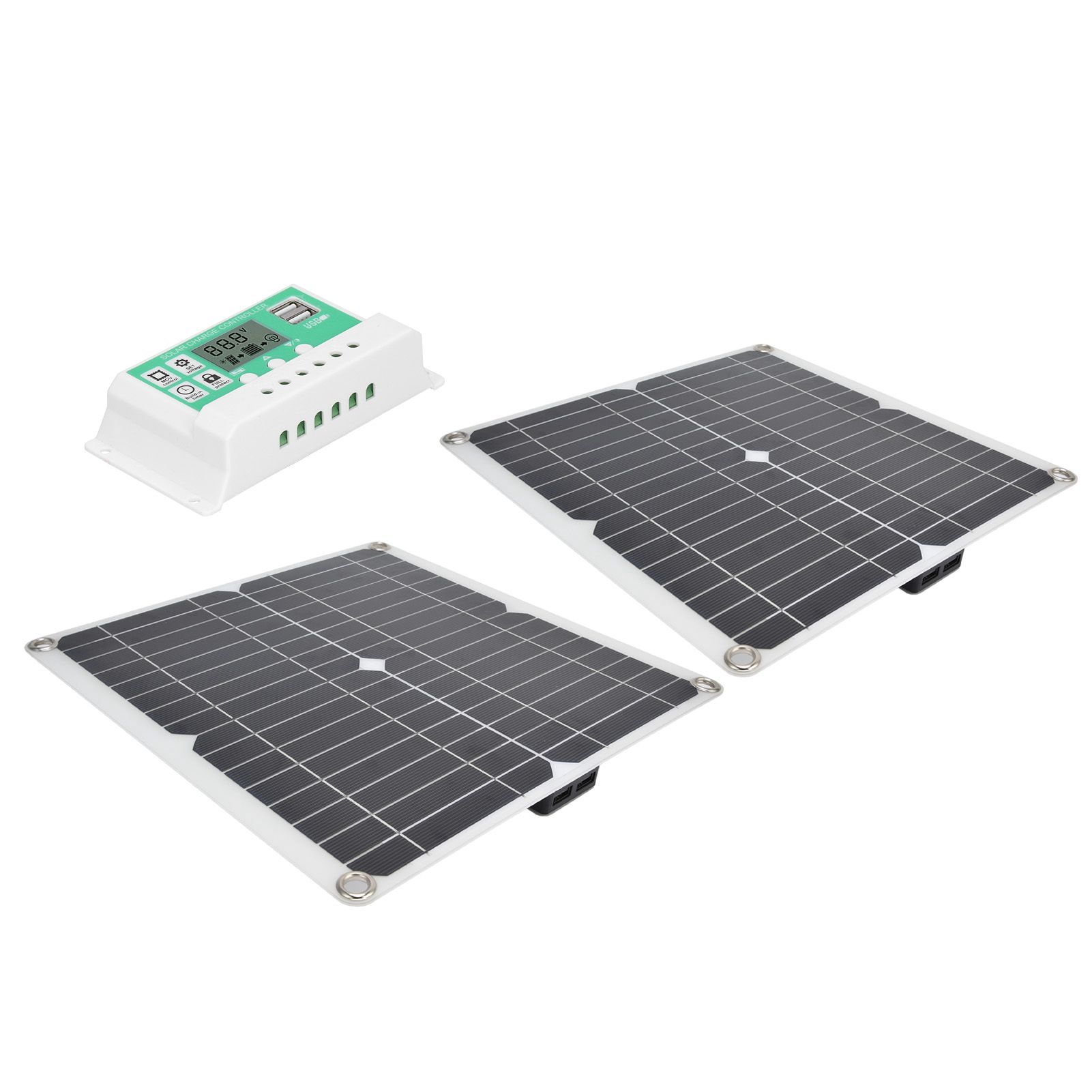 2Pcs 15W Solar Panel 60A Solar Charge Controller Kit Flexible Portable view 5