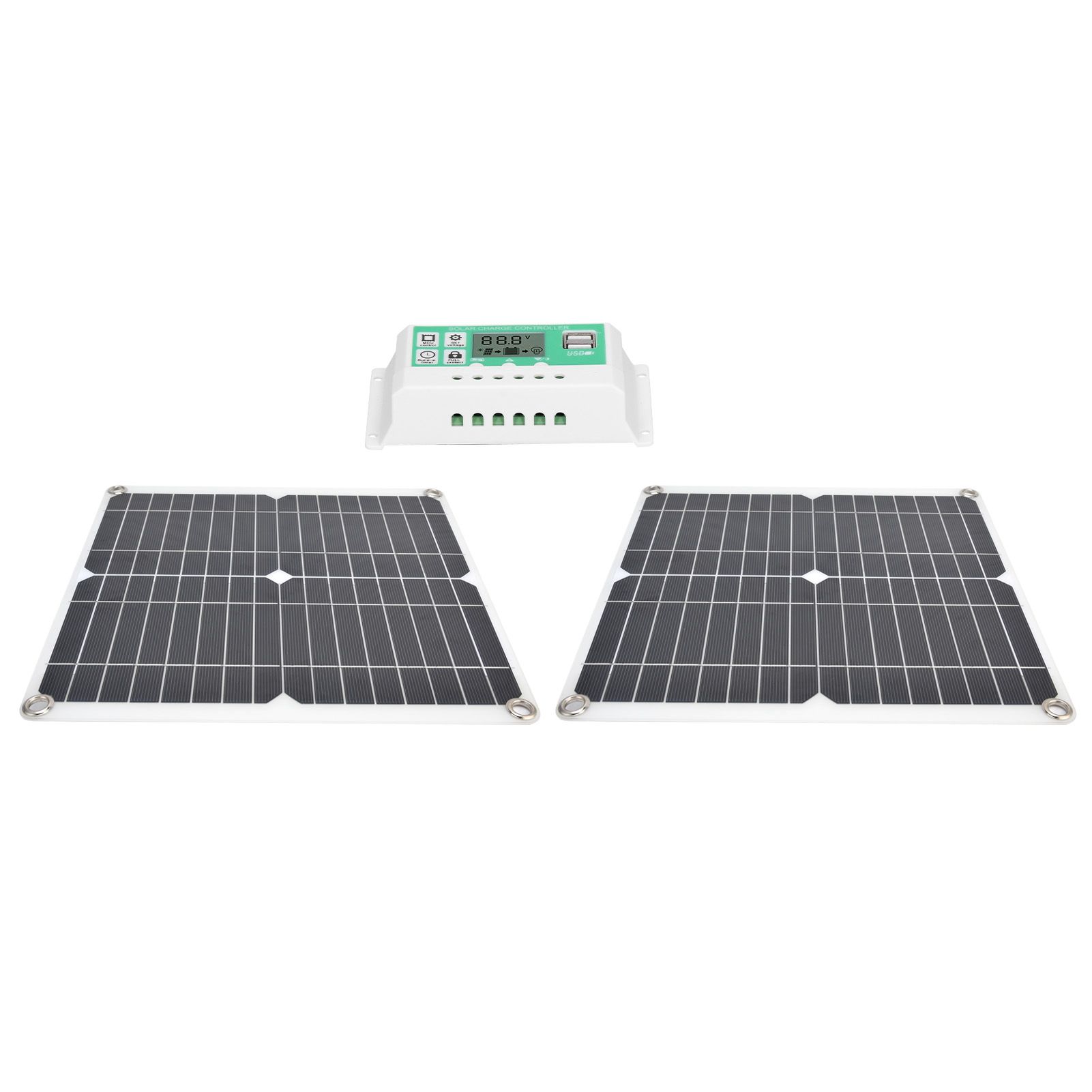 2Pcs 15W Solar Panel 60A Solar Charge Controller Kit Flexible Portable view 9