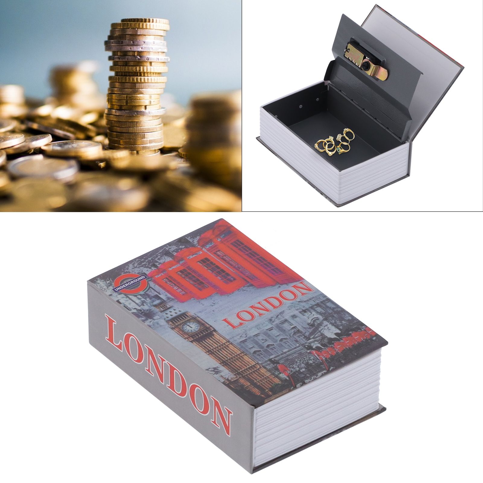 Innovative Book Safe Box Portable Simulation Book Shaped Safety Storage Box view 11