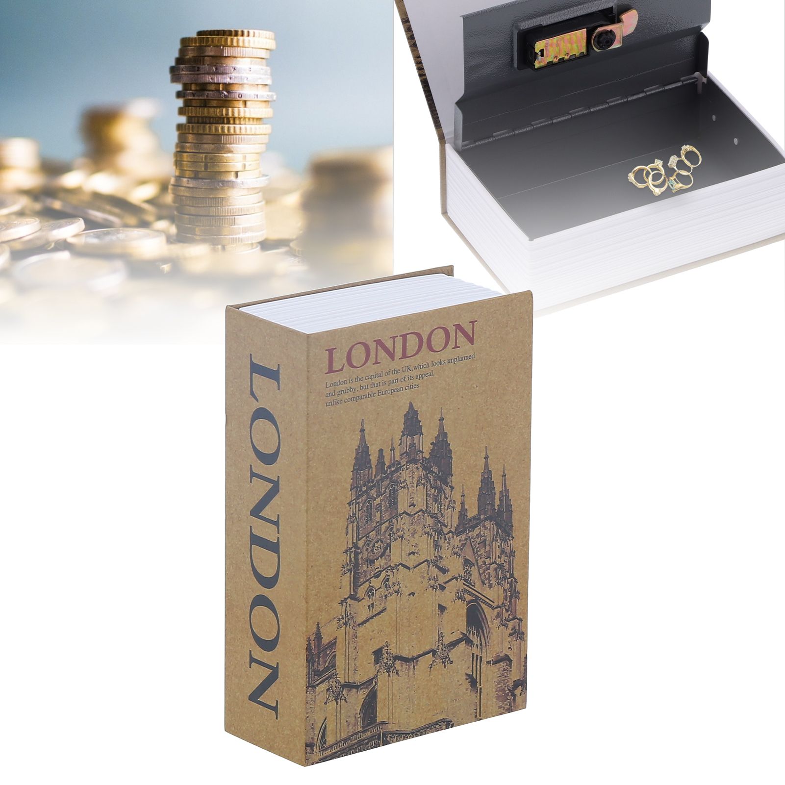 Mini Box Safe Box Simulation Book Shaped Money Storage Box for Storage view 11