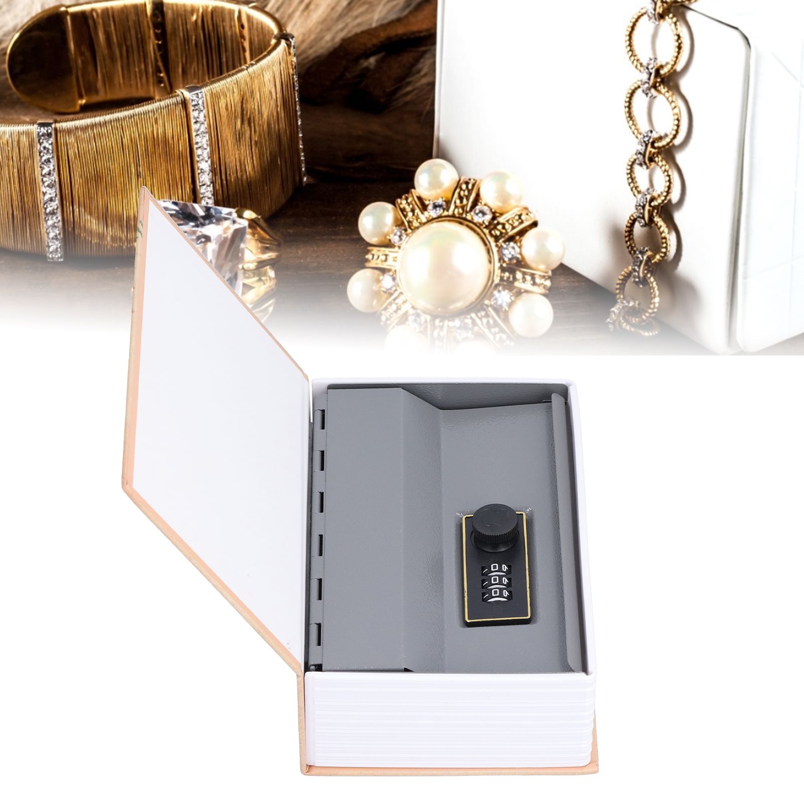 Mini Money Box with Stianless Steel Liner Simulation Book Shaped Safe Case Box view 12
