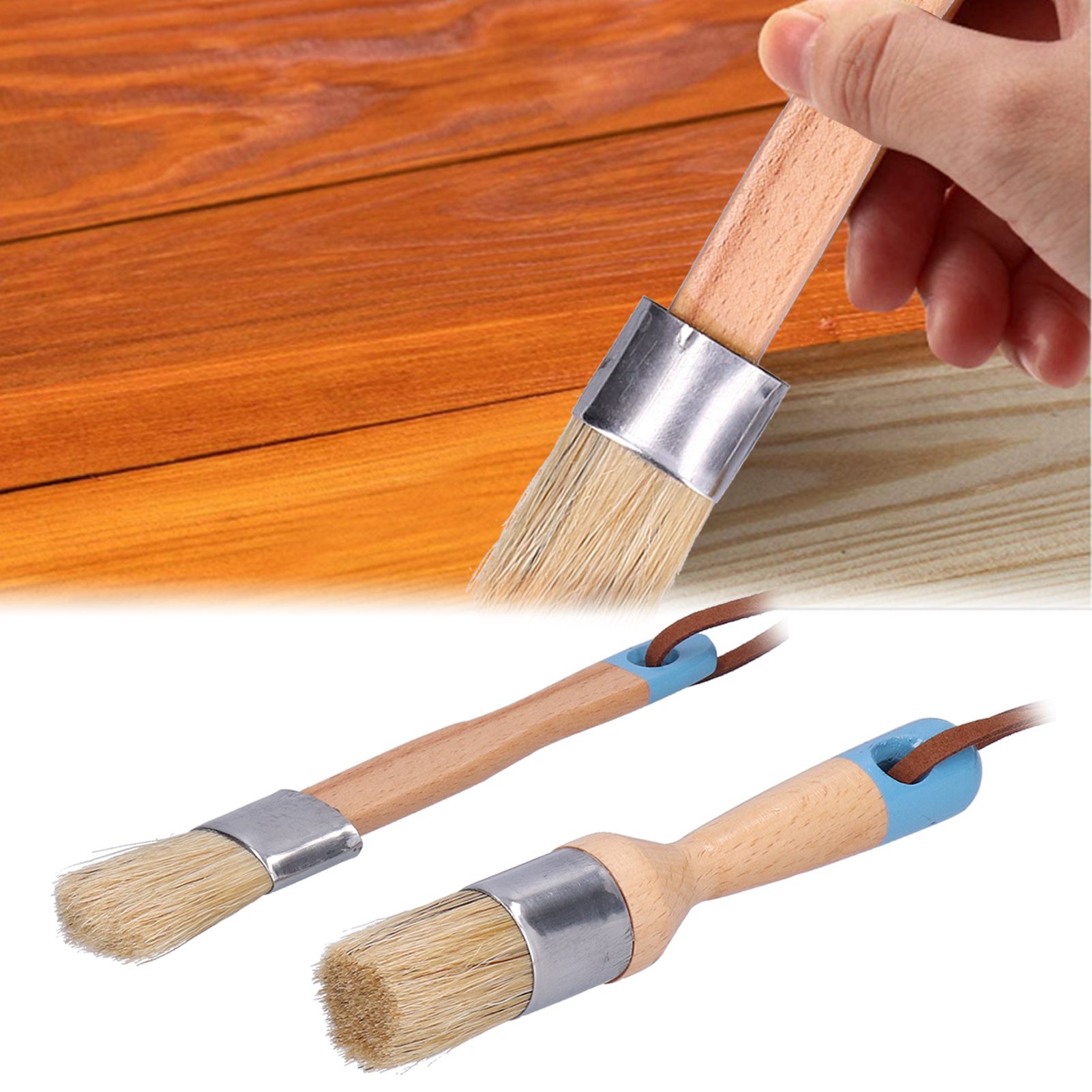 2PCS 1in Chalk &amp; Wax Paint Brush for Furniture DIY Painting and Waxing view 11