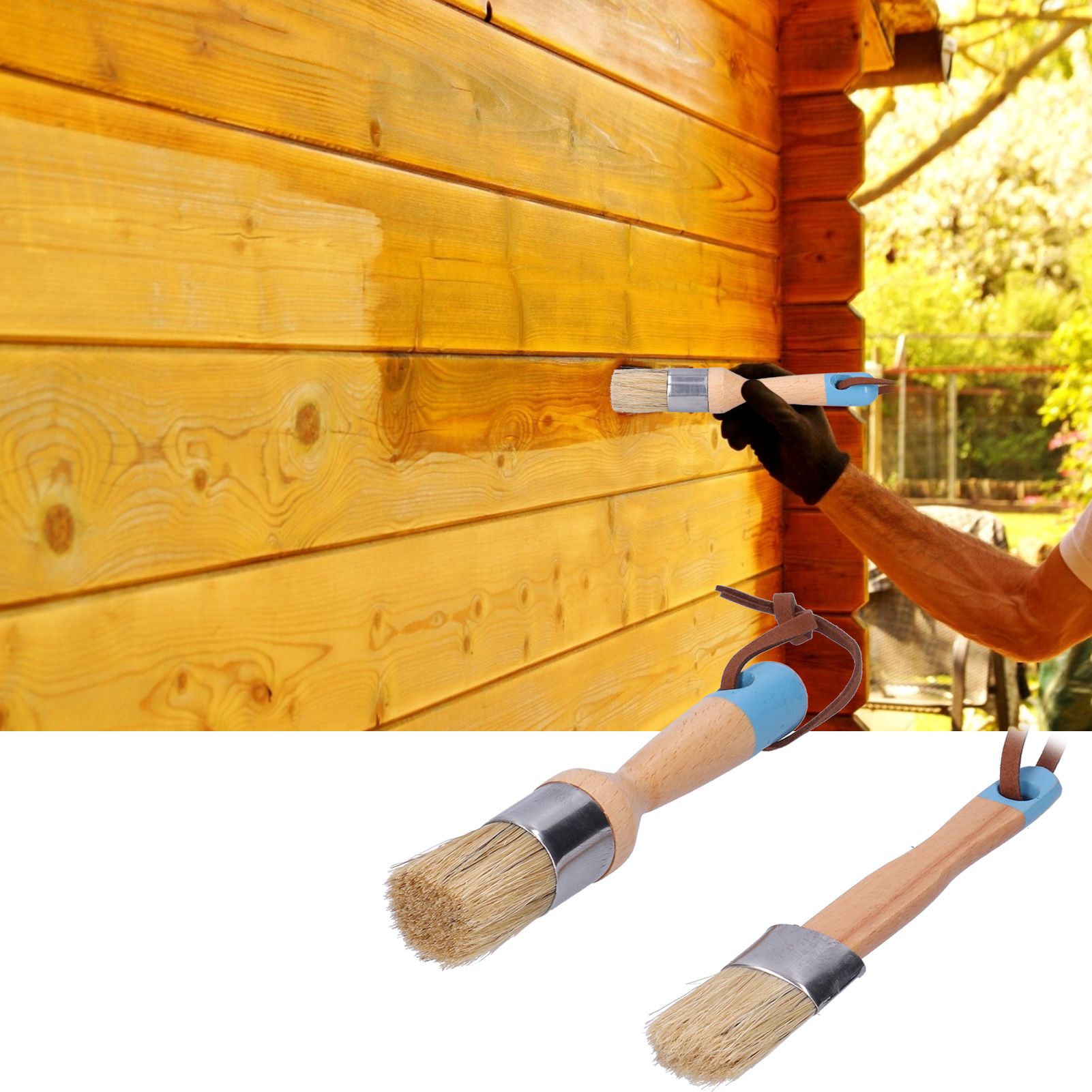 2PCS 1in Chalk &amp; Wax Paint Brush for Furniture DIY Painting and Waxing view 12