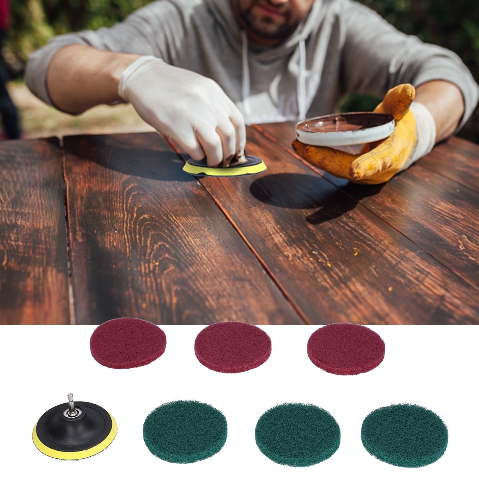 4in Scouring Pad SelfAdhesive Polishing Disc Polishing Sheet for Home Wood view 11