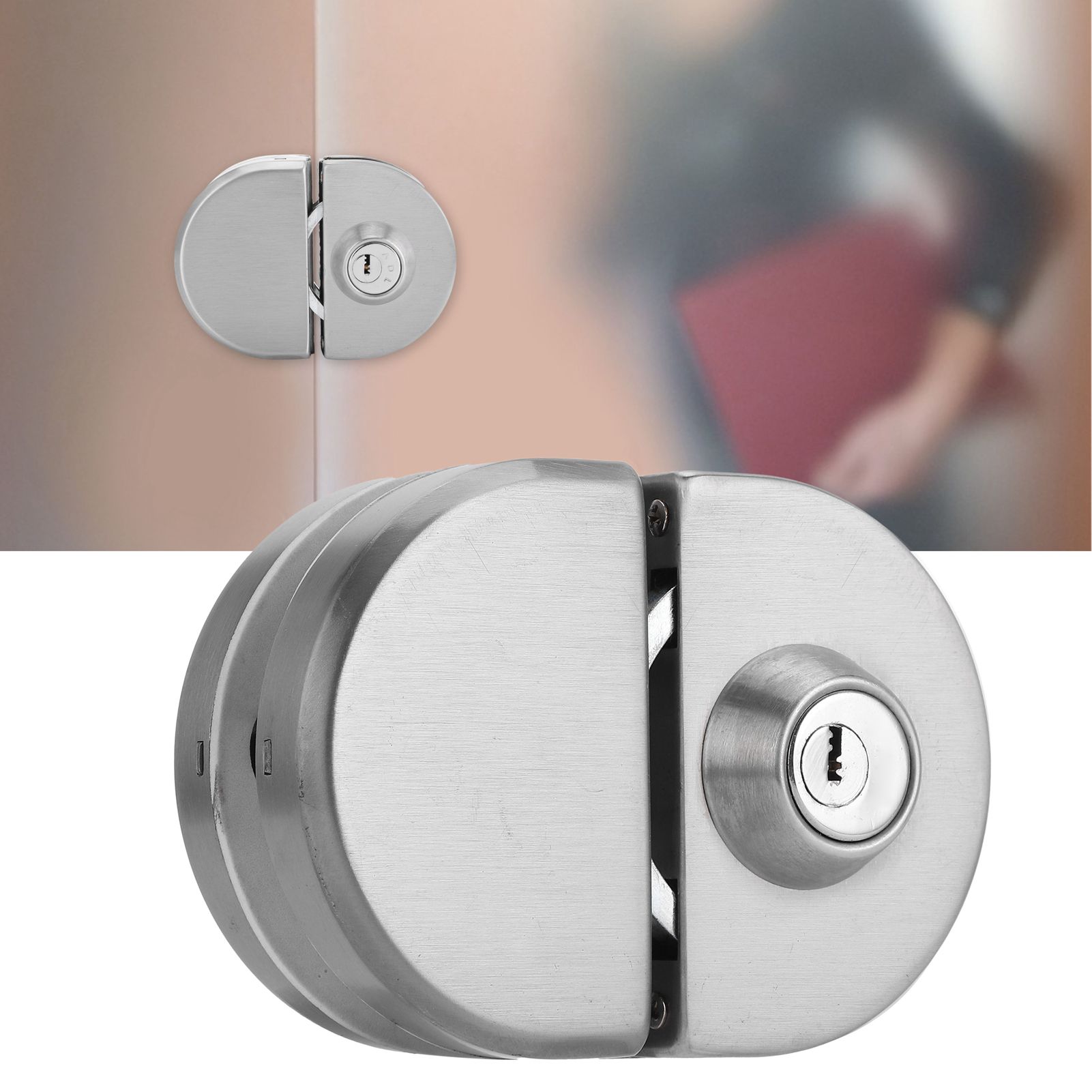 10‑12mm Thickness Glass Door Lock Stainless Steel Push Sliding Gate Lock with view 11