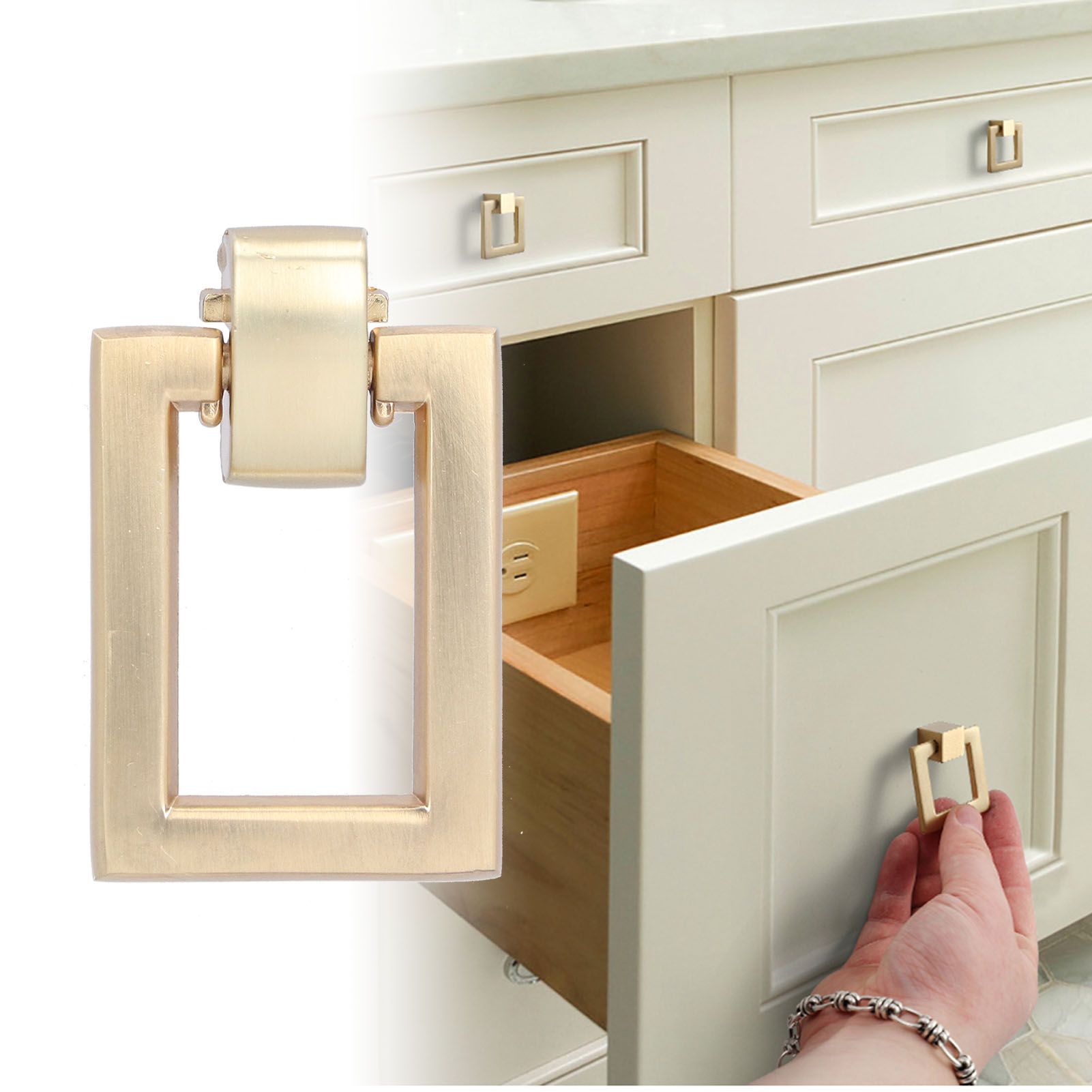 Modern Door Handle Brushed Golden Cabinet Pull Hardware Accessory for view 11