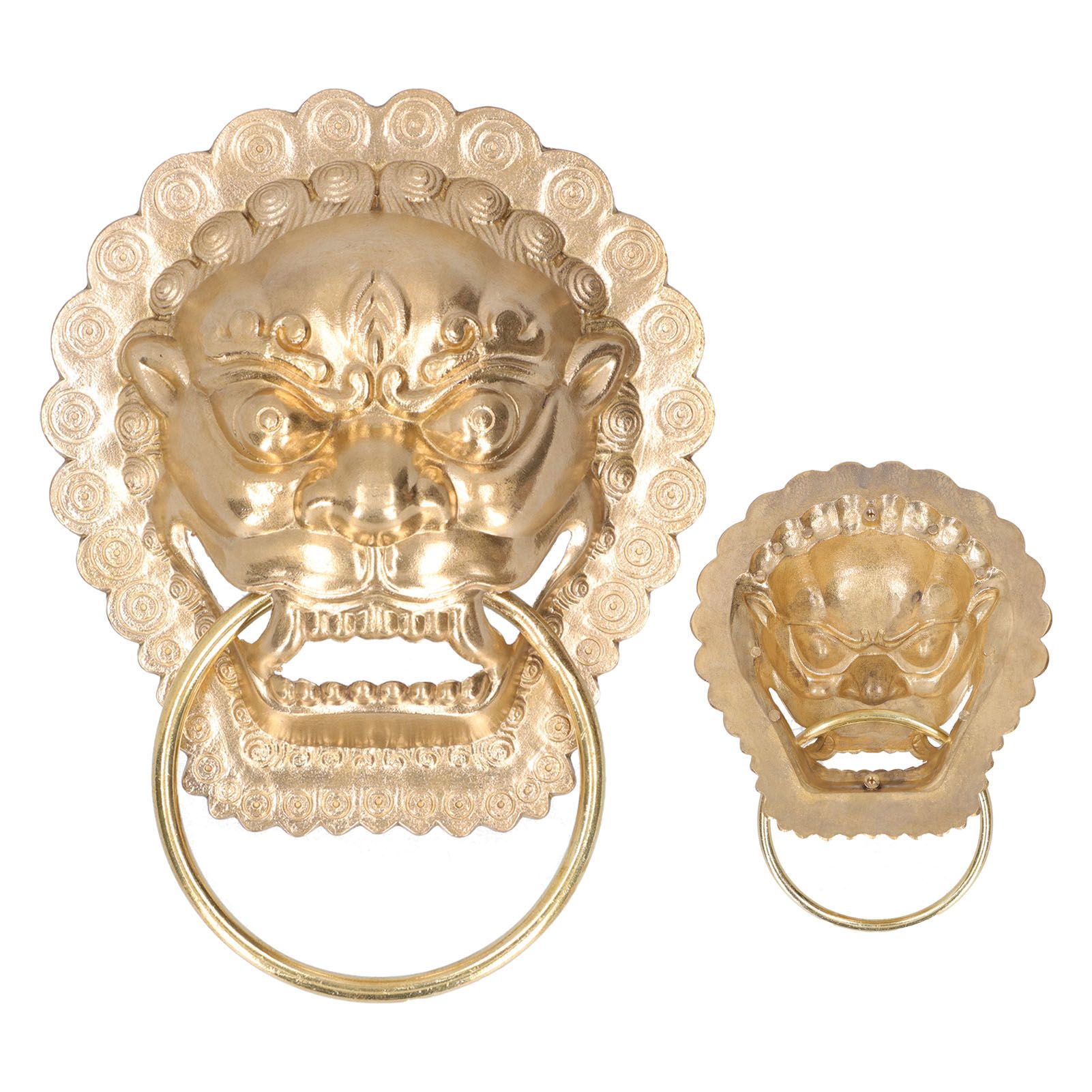 Antique Door Knocker Handle Brass Double Door Handle for Wooden Courtyard Side view 9