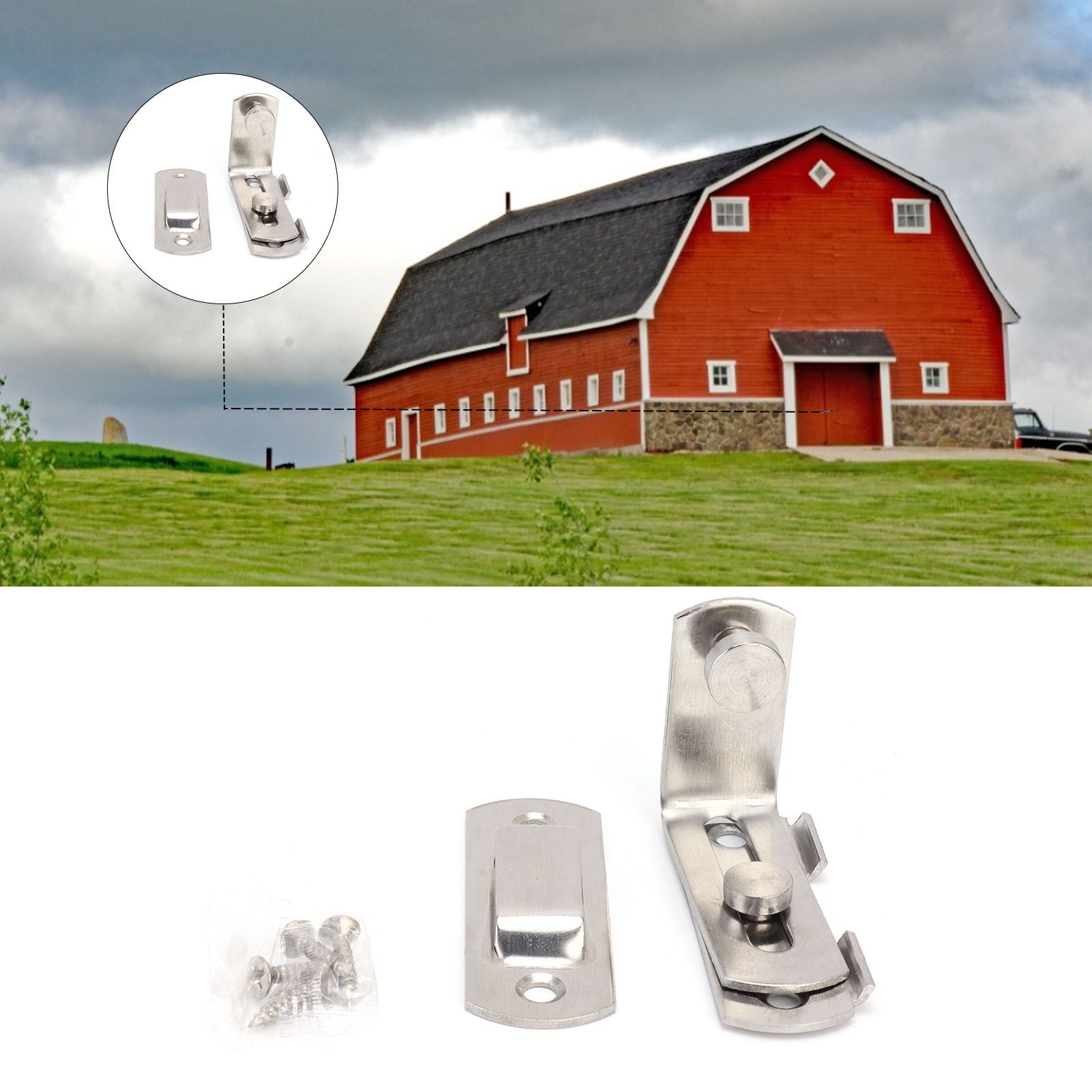 90 Degree Angle Barn Door Latch Buckle Stainless Steel Sliding Door Hardware view 11