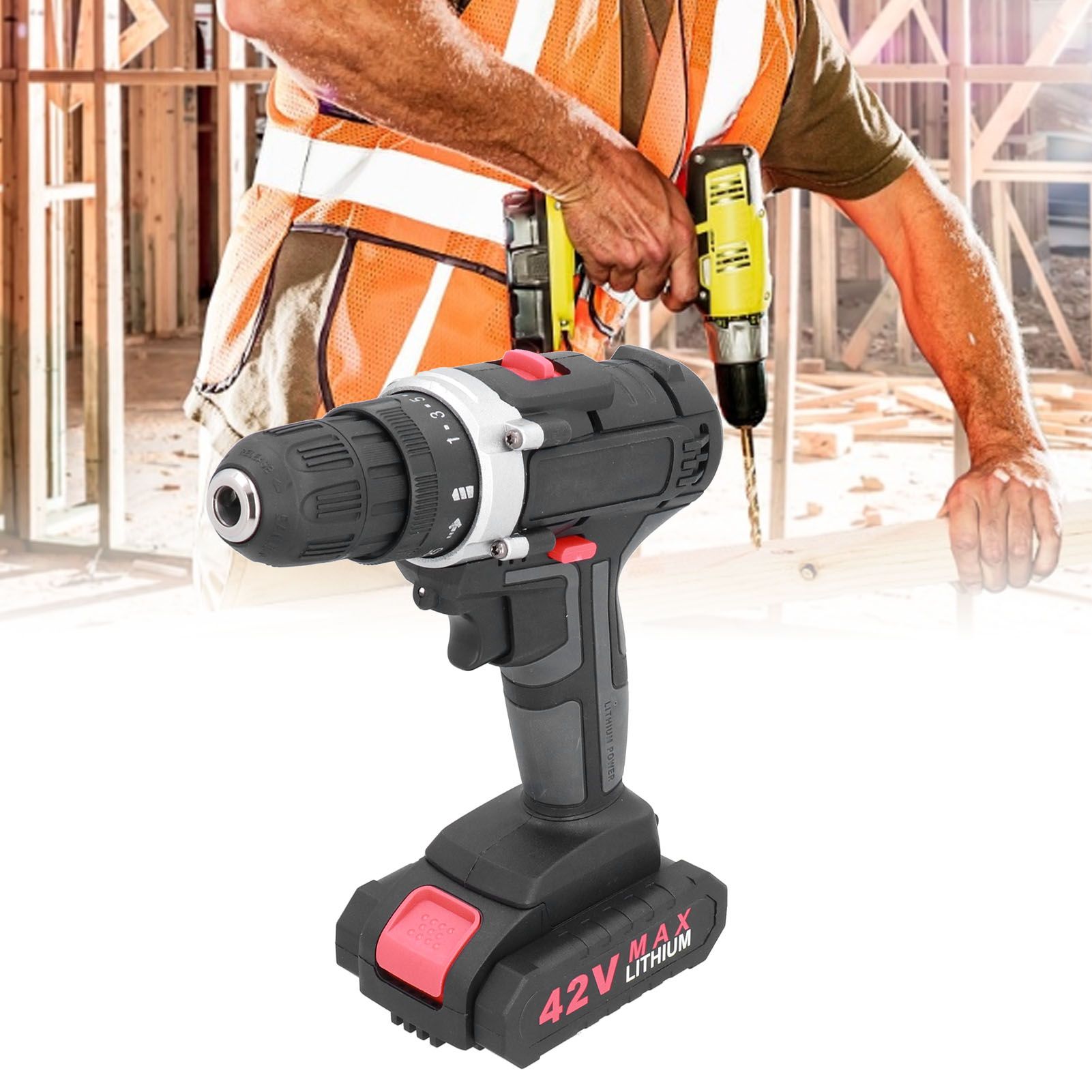 42V Cordless Electric Drill 2‑Variable Speed Portable Zinc Alloy Screwdriver view 11