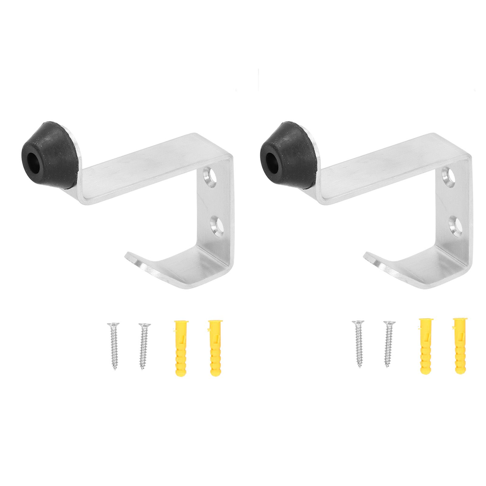 2 Set Door Stops Stainless Steel Door Stopper with Clothes Hook Bag Hanger for view 2