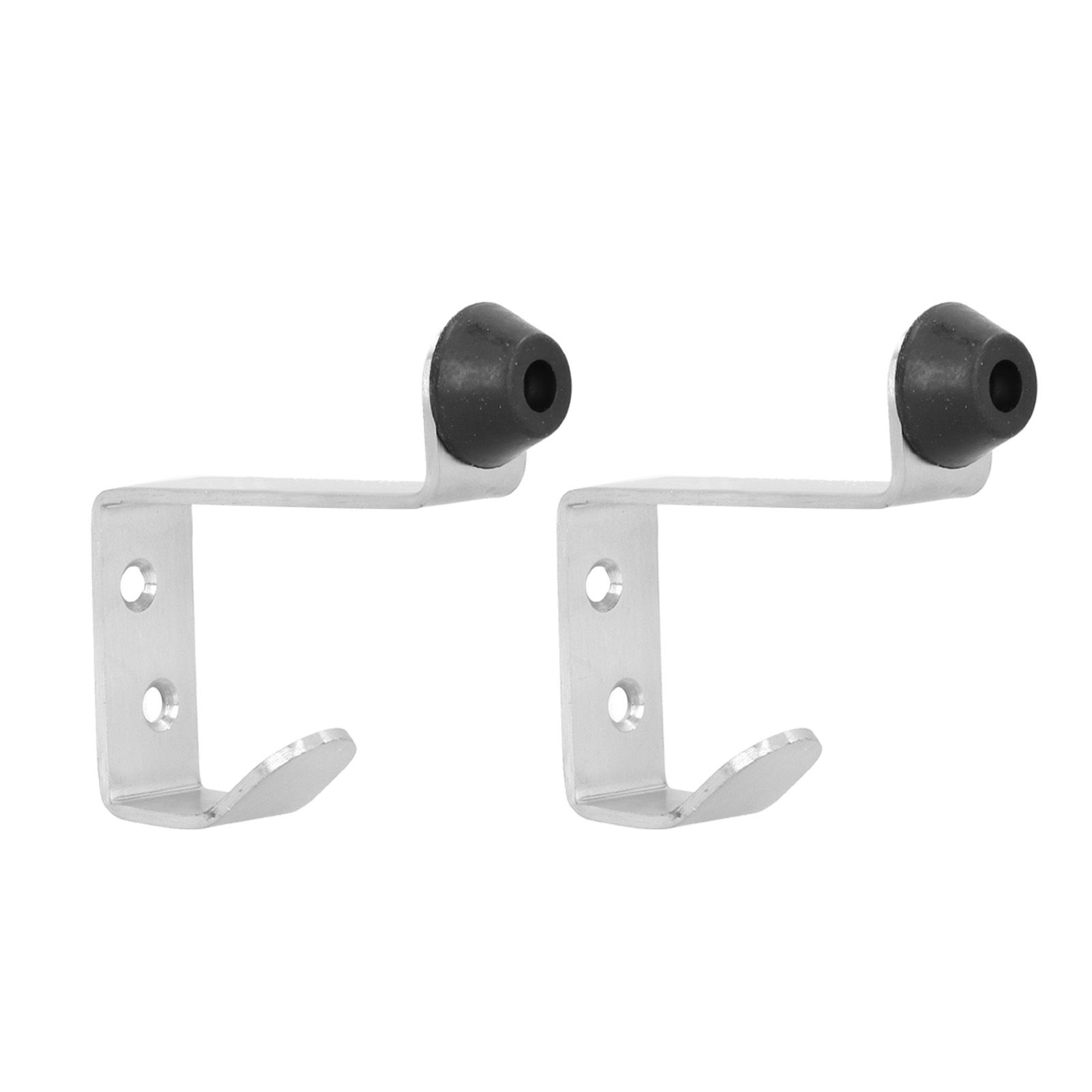 2 Set Door Stops Stainless Steel Door Stopper with Clothes Hook Bag Hanger for view 3