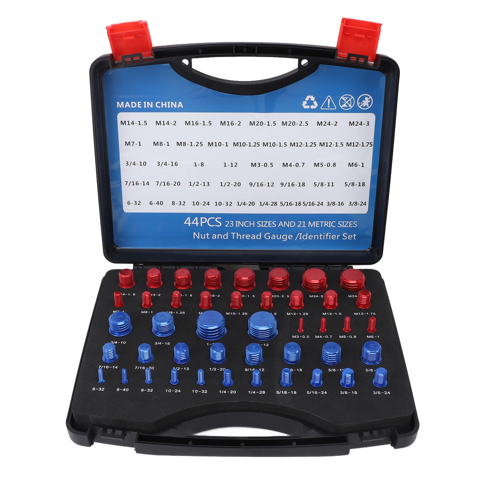 44PCS Nut and Bolt Thread Checker Aluminum Inch and Metric Precise Bolt Nut view 3