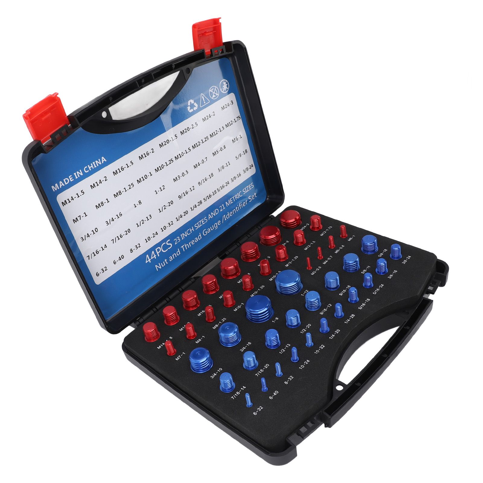 44PCS Nut and Bolt Thread Checker Aluminum Inch and Metric Precise Bolt Nut view 4