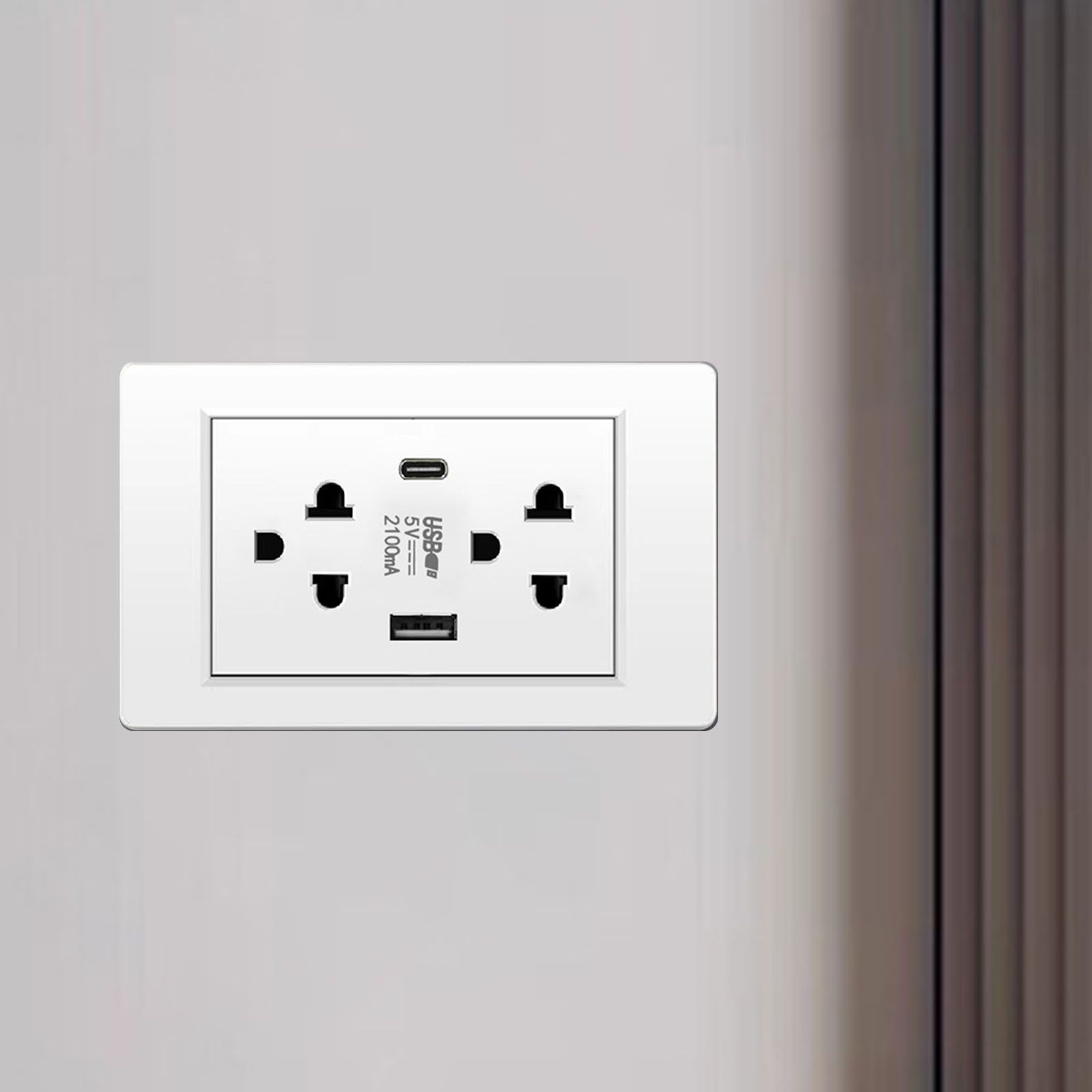 Thailand Type Electrical Wall Receptacle Outlet Space Saving USB Type C Wall view 9