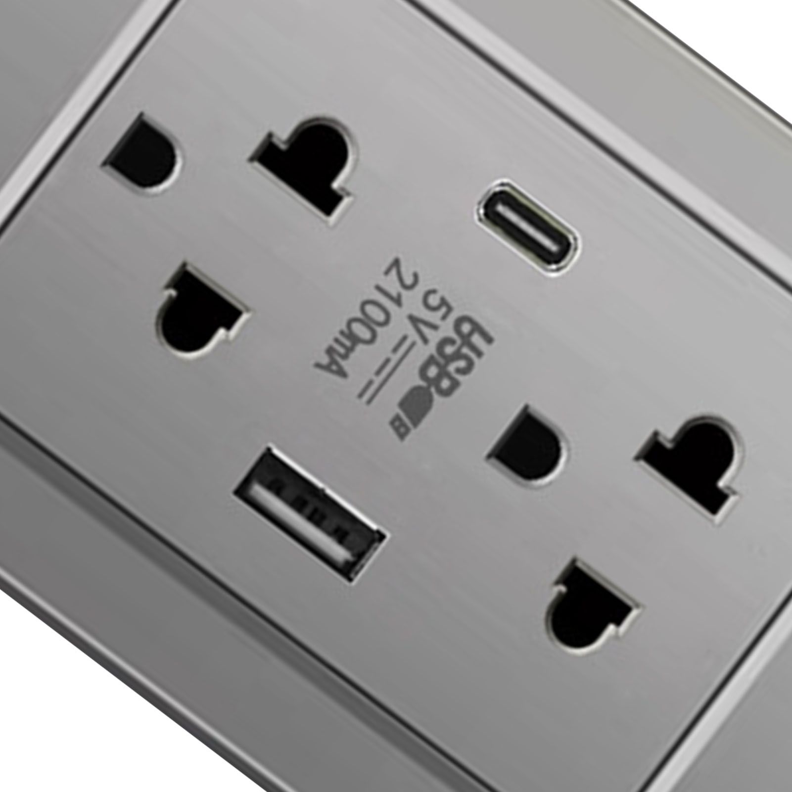 Thailand Type Electrical Wall Receptacle Outlet Space Saving USB Type C Wall view 5