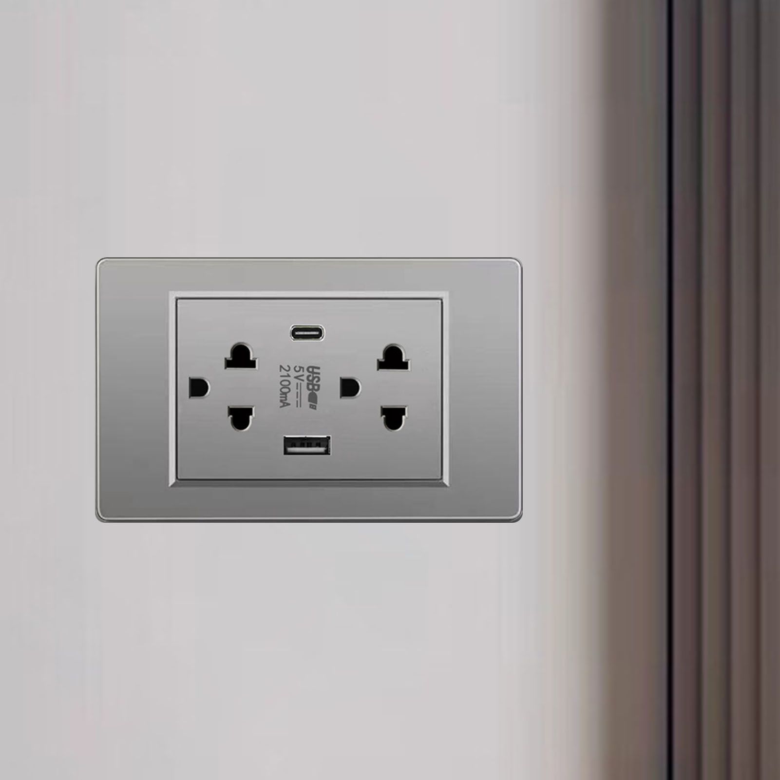 Thailand Type Electrical Wall Receptacle Outlet Space Saving USB Type C Wall view 9