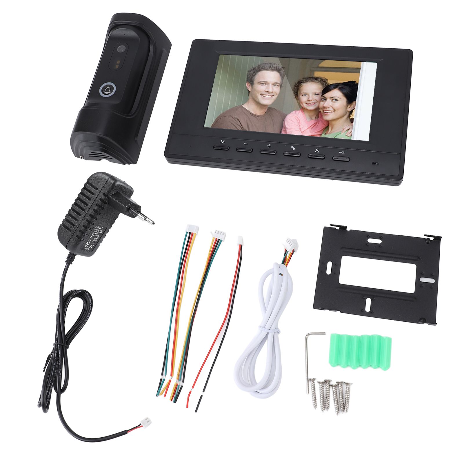 Video Intercom System 7 Inch Color LCD Wired HD Video Doorbell Door Phone view 3