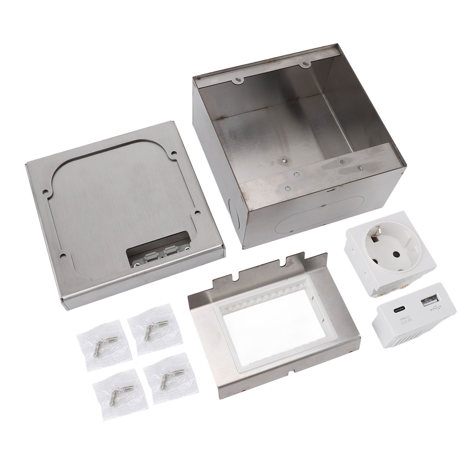 Recessed Flat Floor Socket Waterproof Stainless Steel Concealed Floor Outlet view 3
