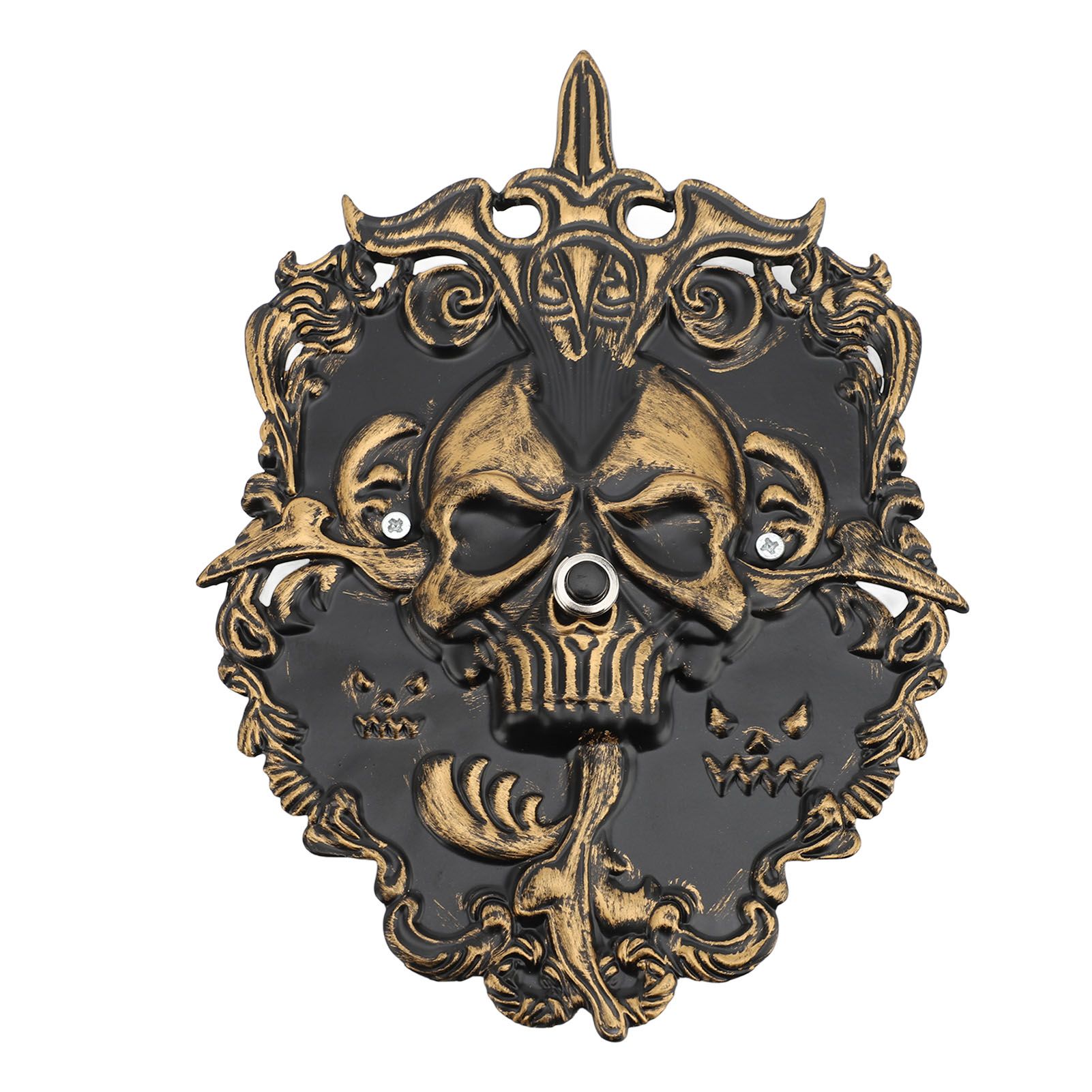 Skull Doorbell Metal Retro Color Decorative Scary Skeleton Door Bell Door view 3